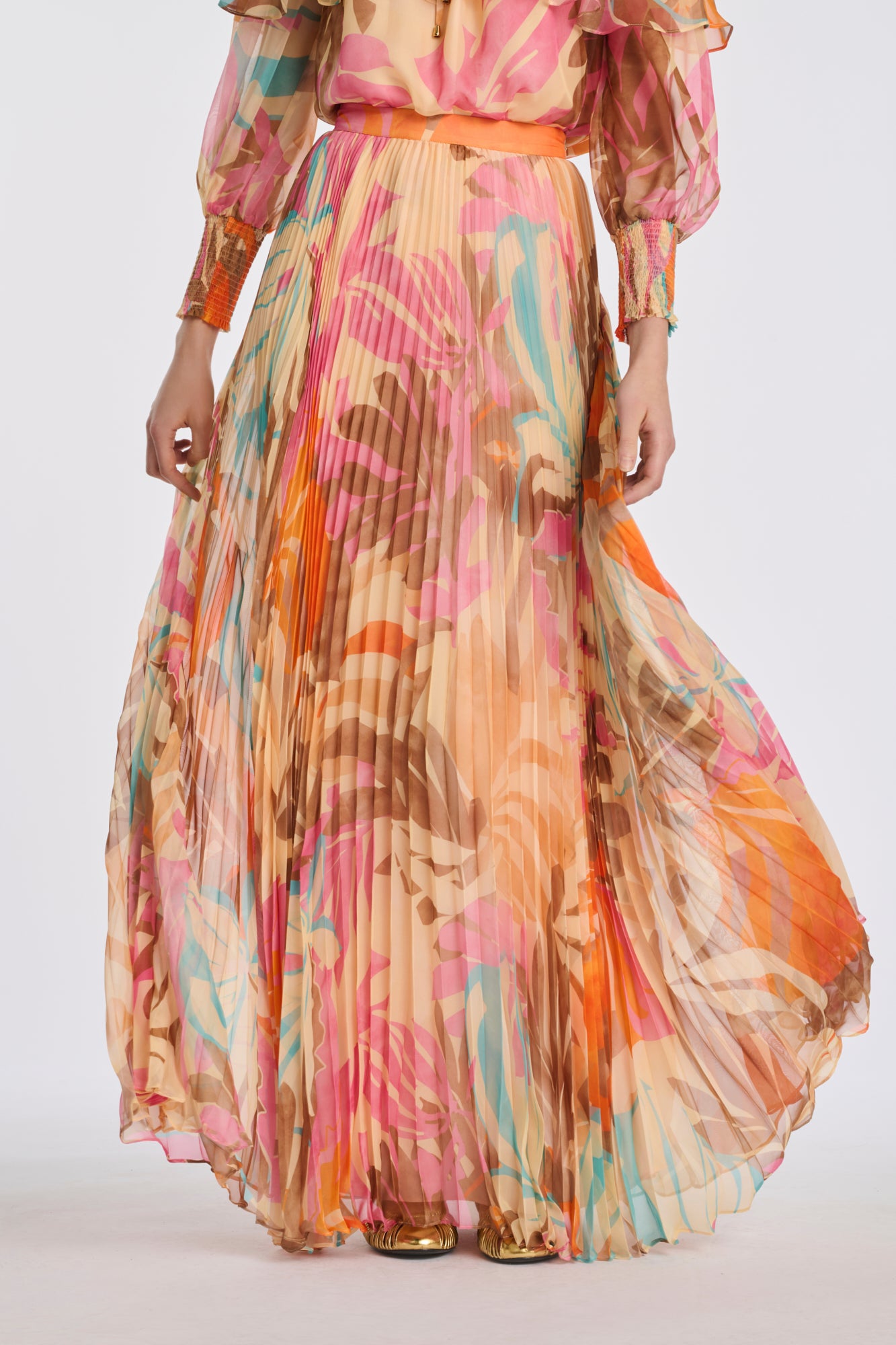 Jupe longue plissée imprimée