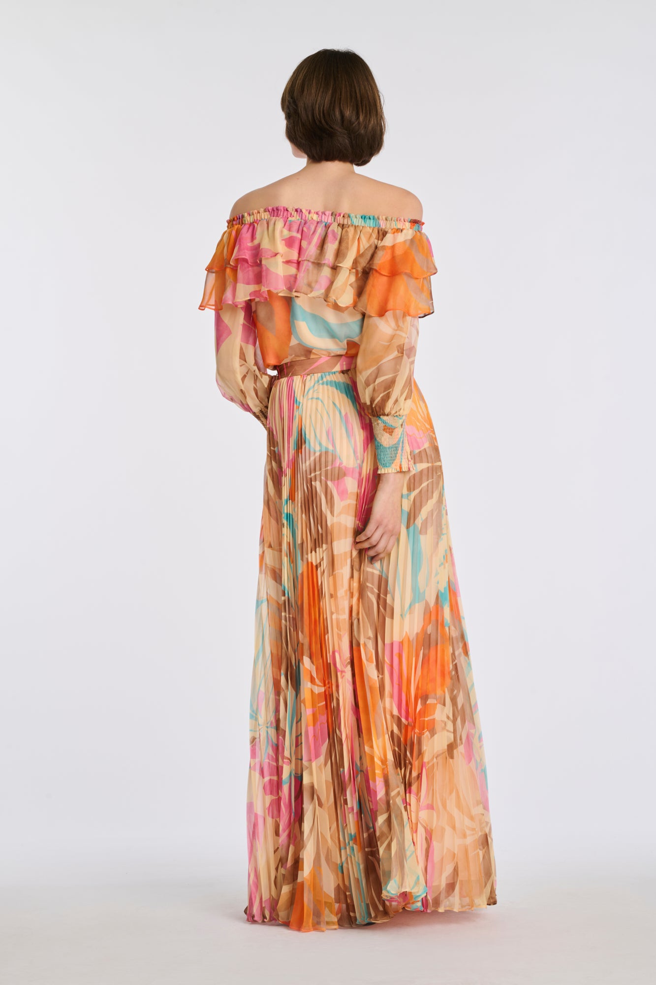 Jupe longue plissée imprimée