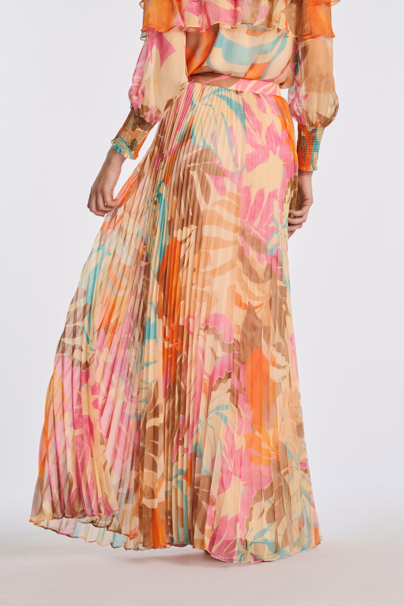 Jupe longue plissée imprimée