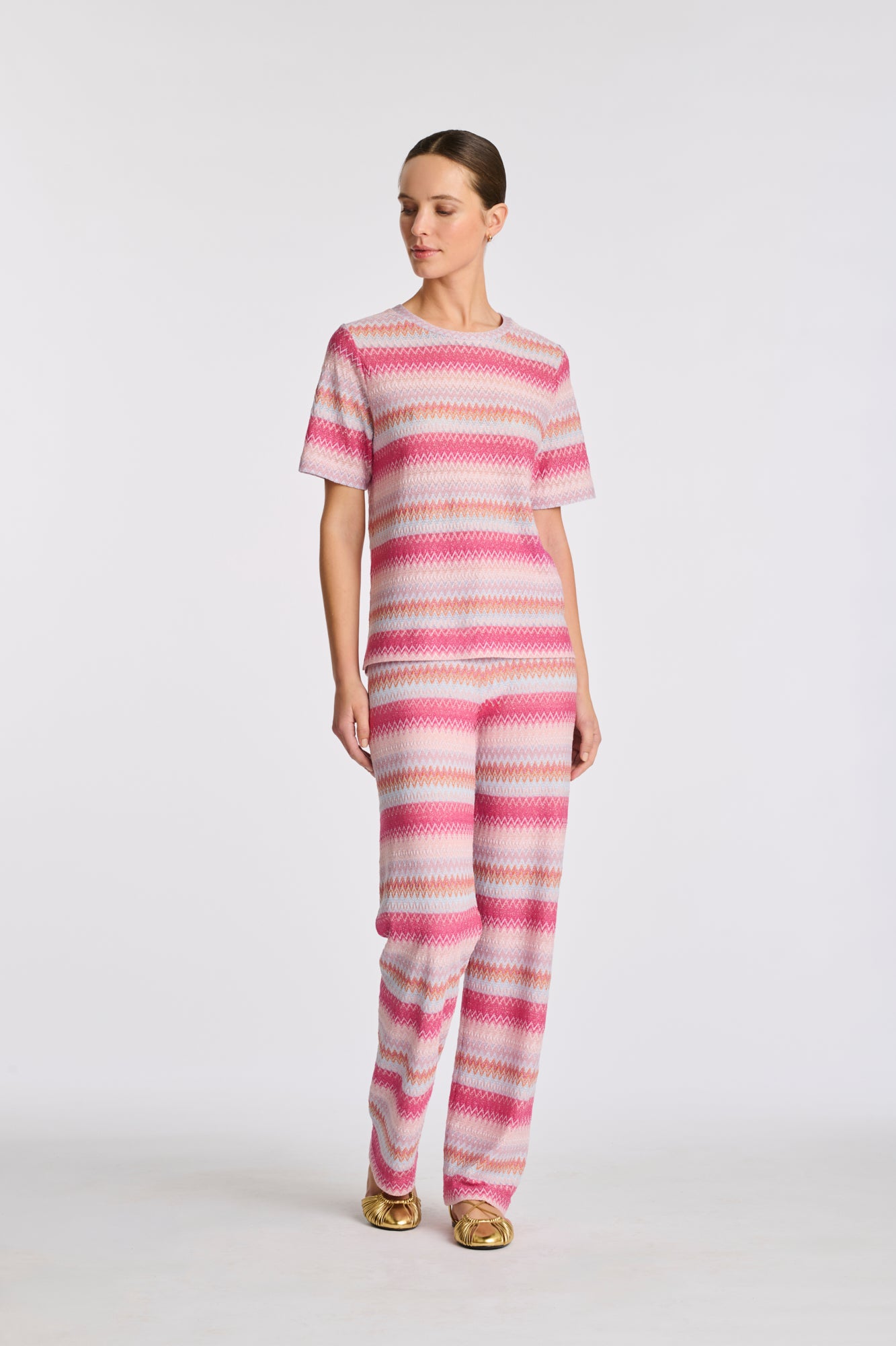 Pantalon élastiqué en jersey fantaisie