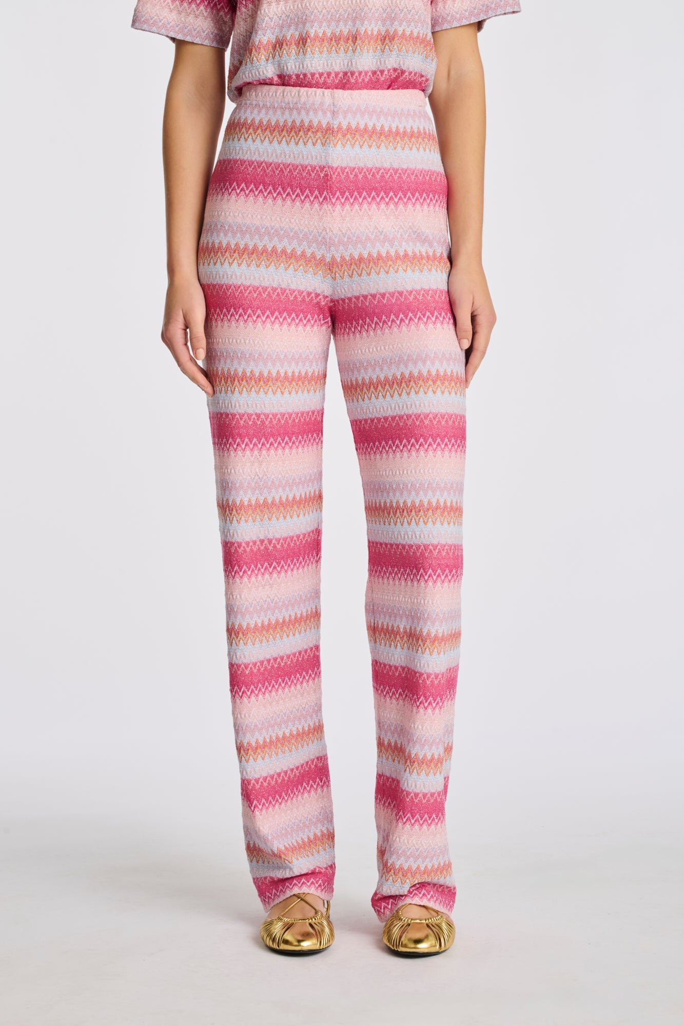 Pantalon élastiqué en jersey fantaisie