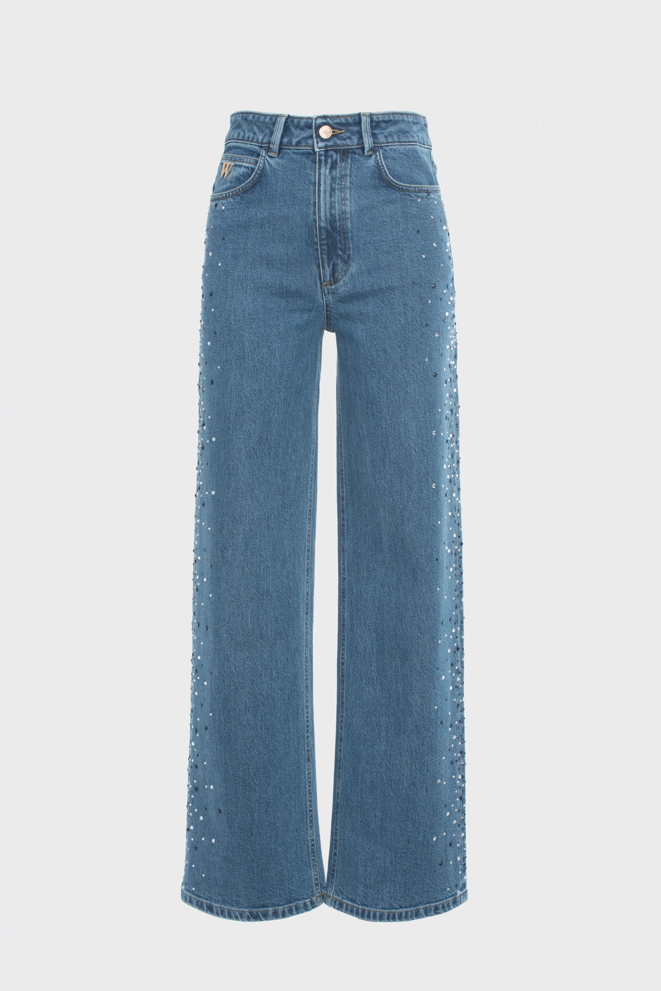 Wide-leg jeans with rhinestones