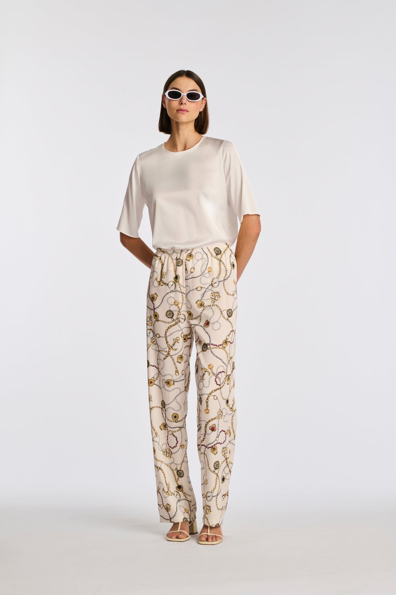 Pantalon élastiqué imprimé