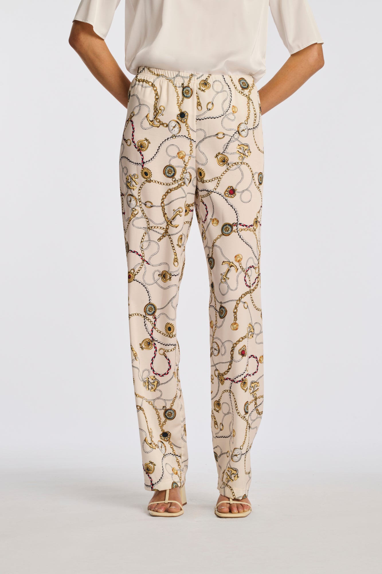 Patterned stretch trousers