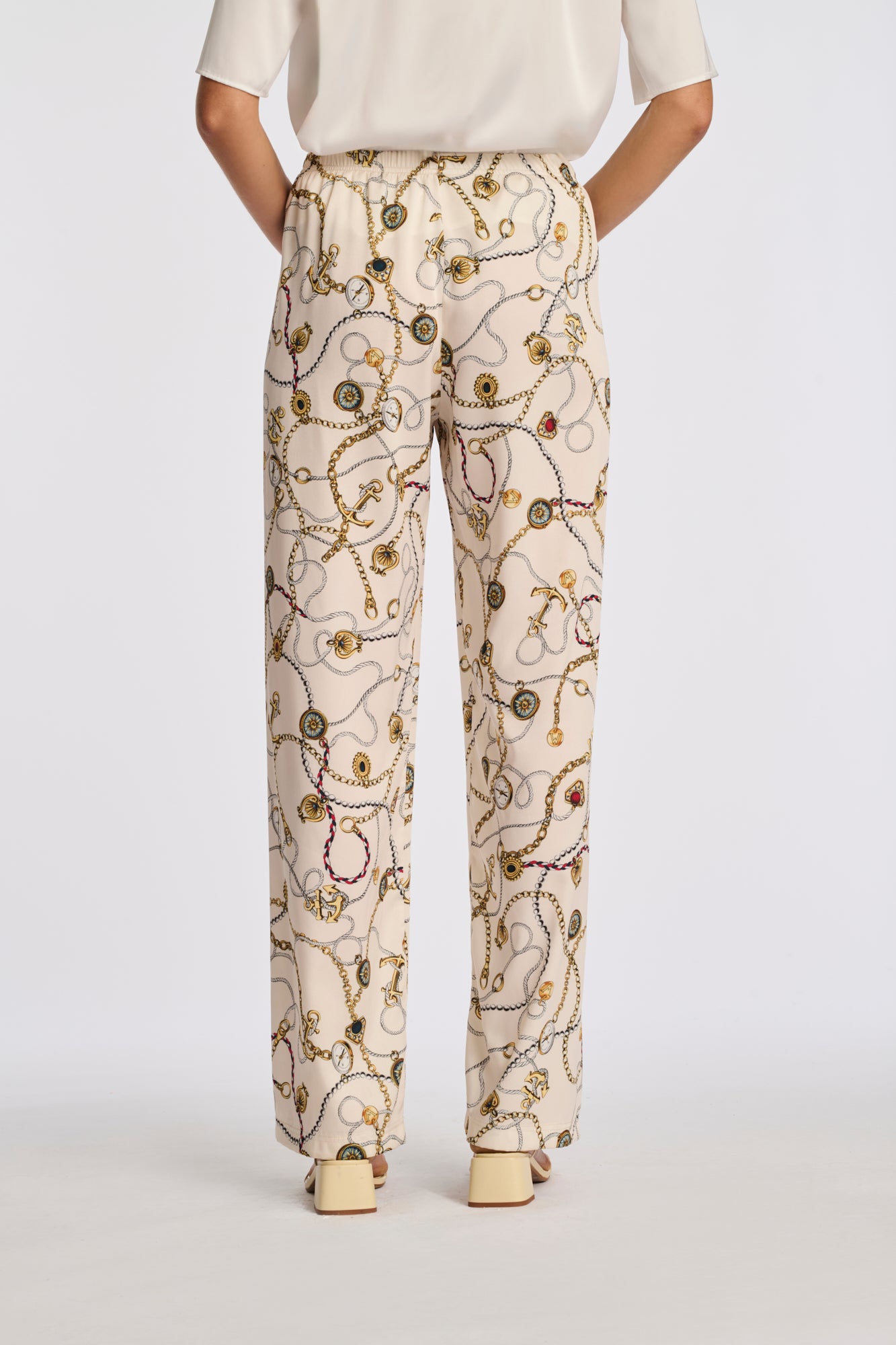 Patterned stretch trousers