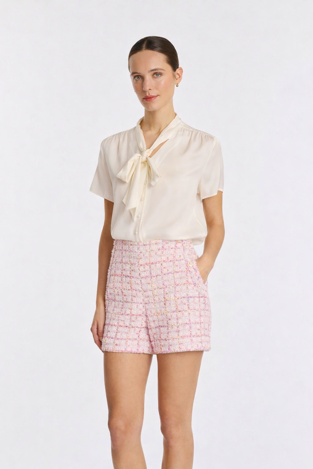 Short en tweed pastel