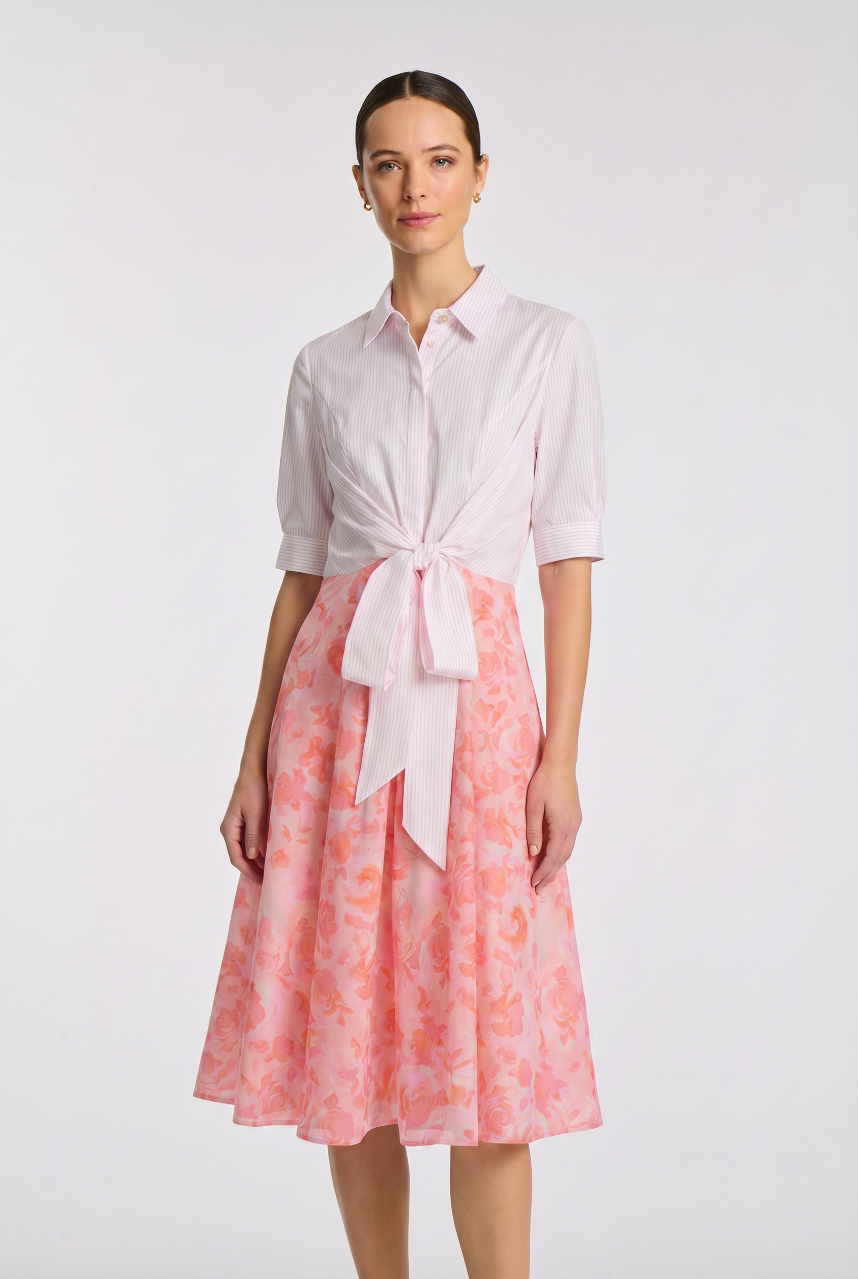 Robe chemisier bimatière