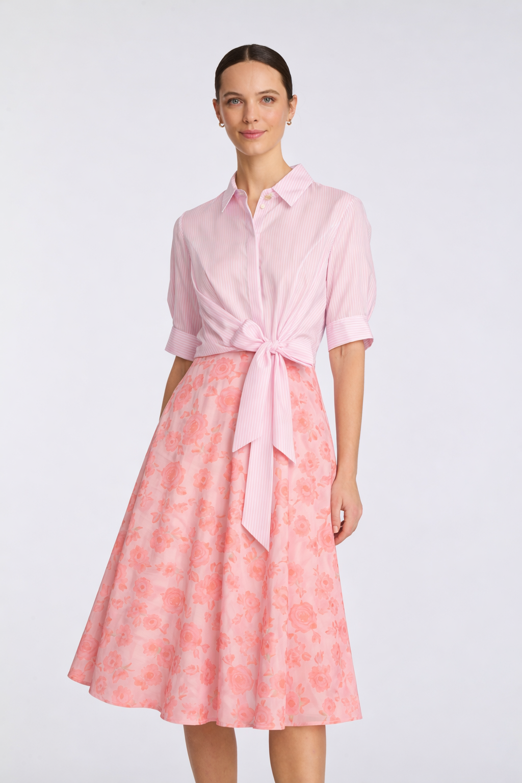 Robe chemisier bimatière