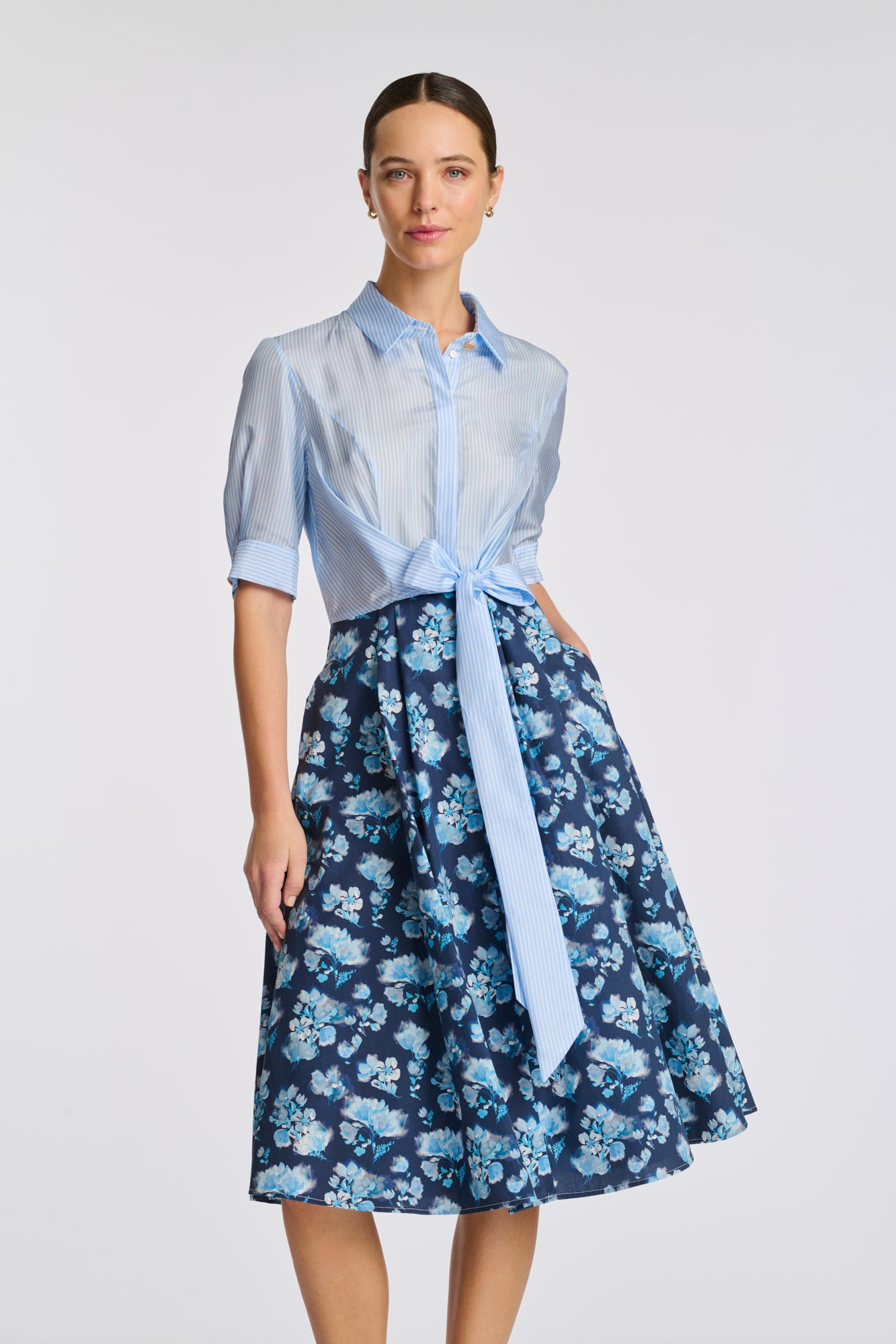 Two-tone shirt dress