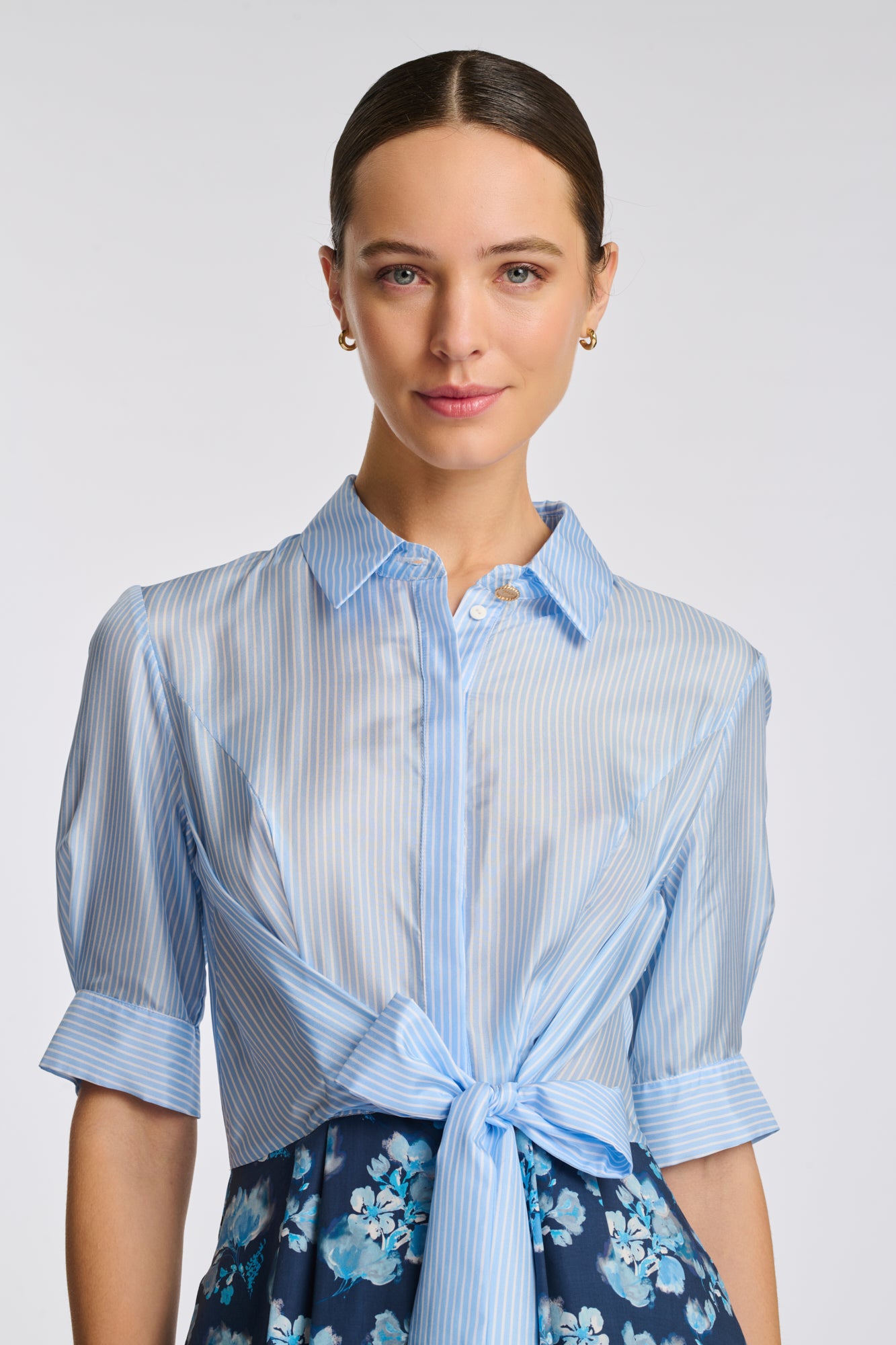 Robe chemisier bimatière