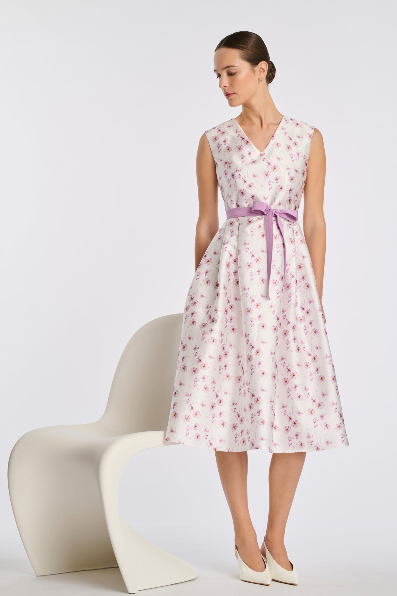 Robe en taffetas imprimée