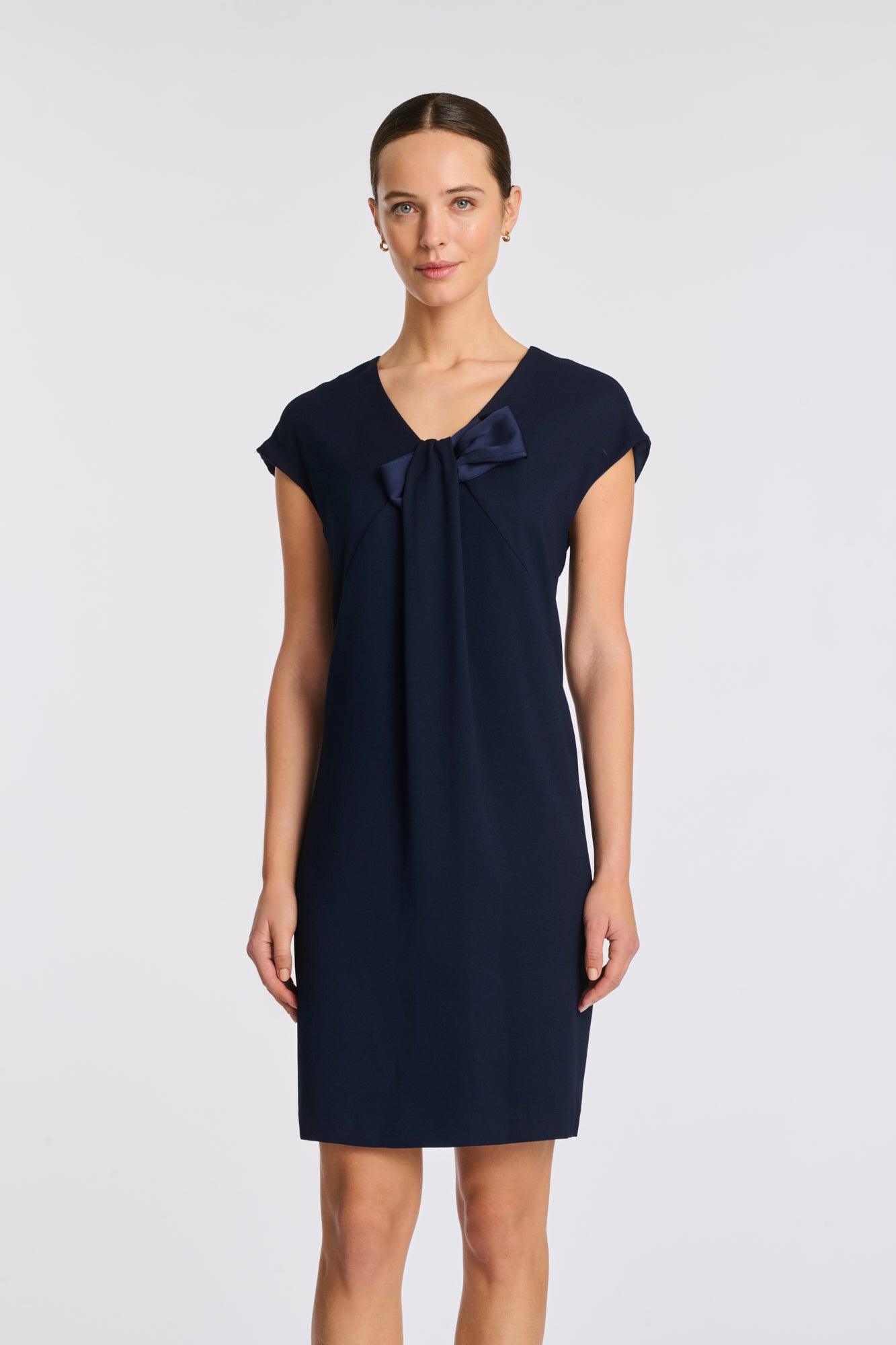 Robe drappée en crêpe envers satin