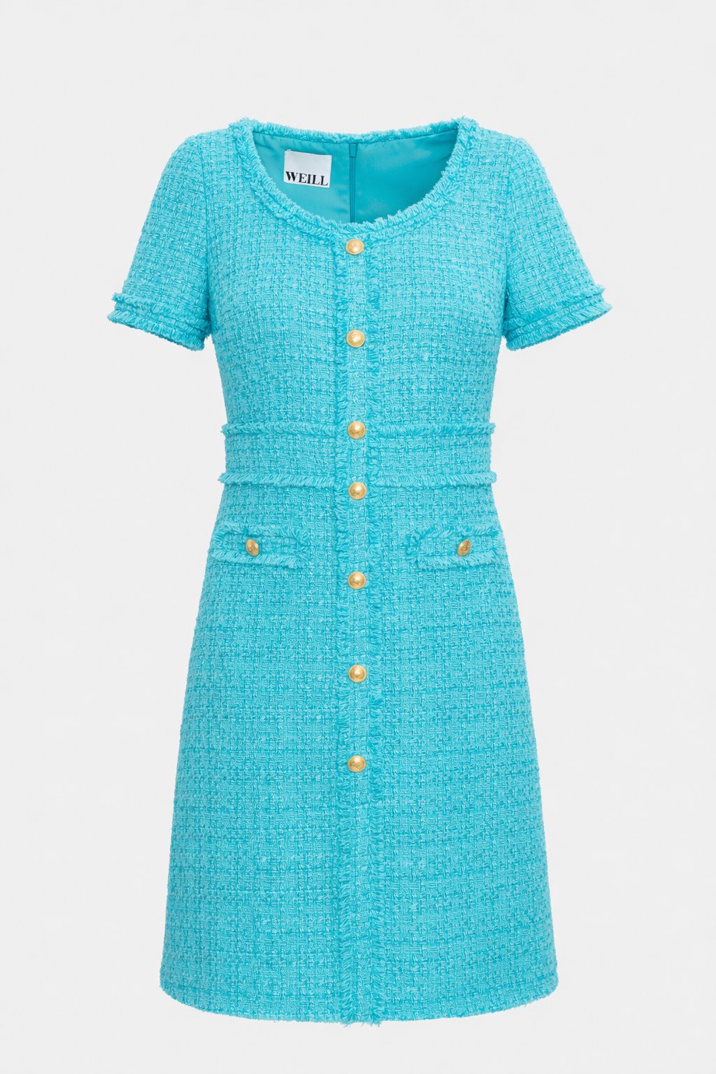 Fringed tweed dress
