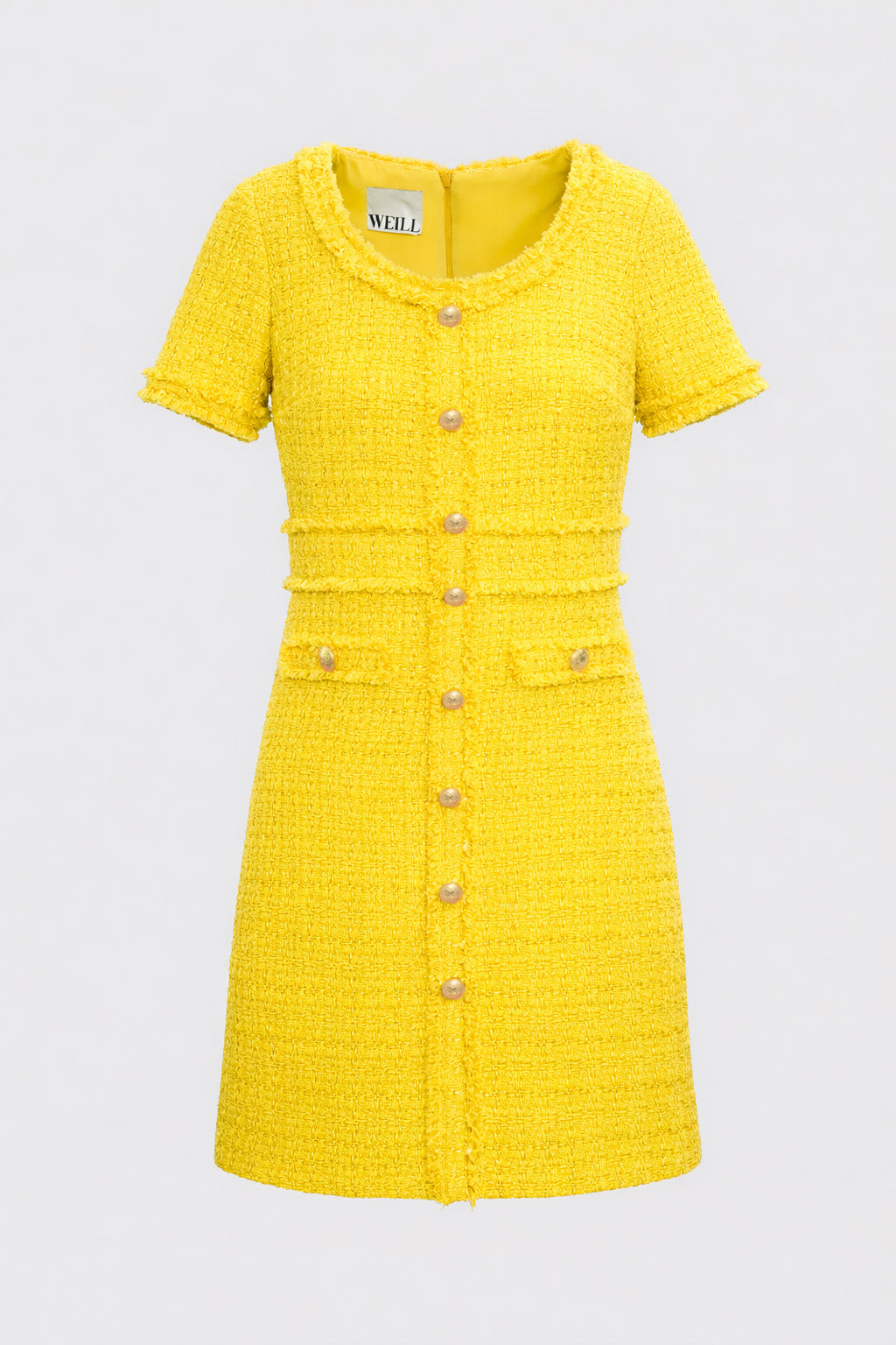 Robe en tweed frangée