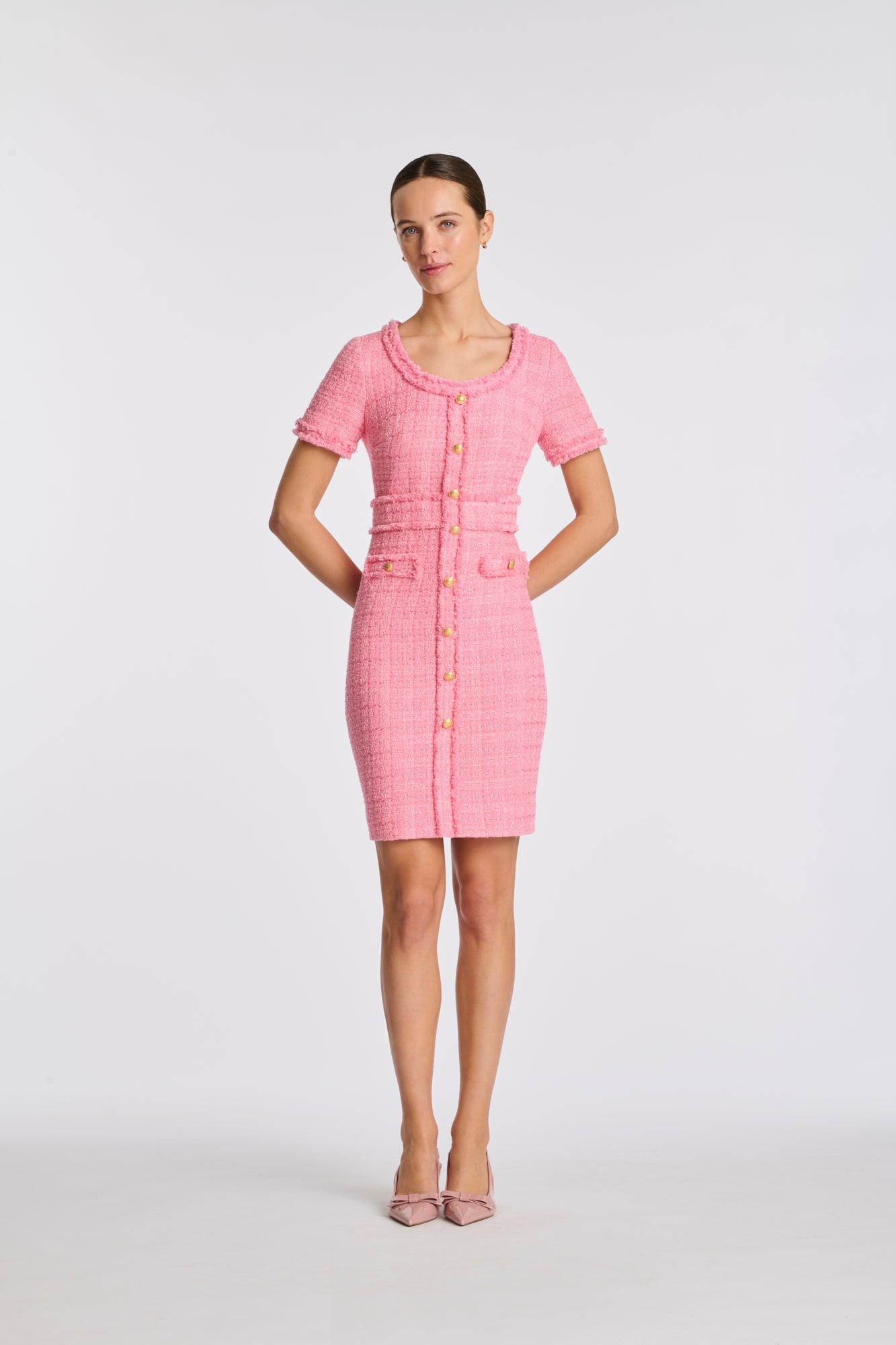 Robe en tweed frangée