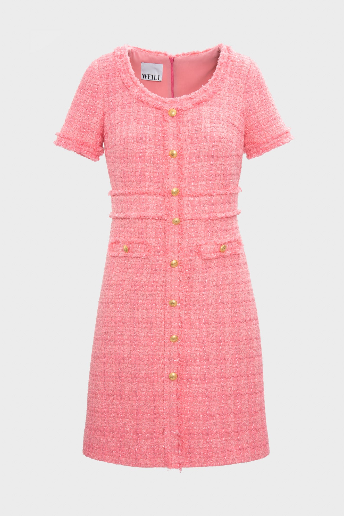 Robe en tweed frangée