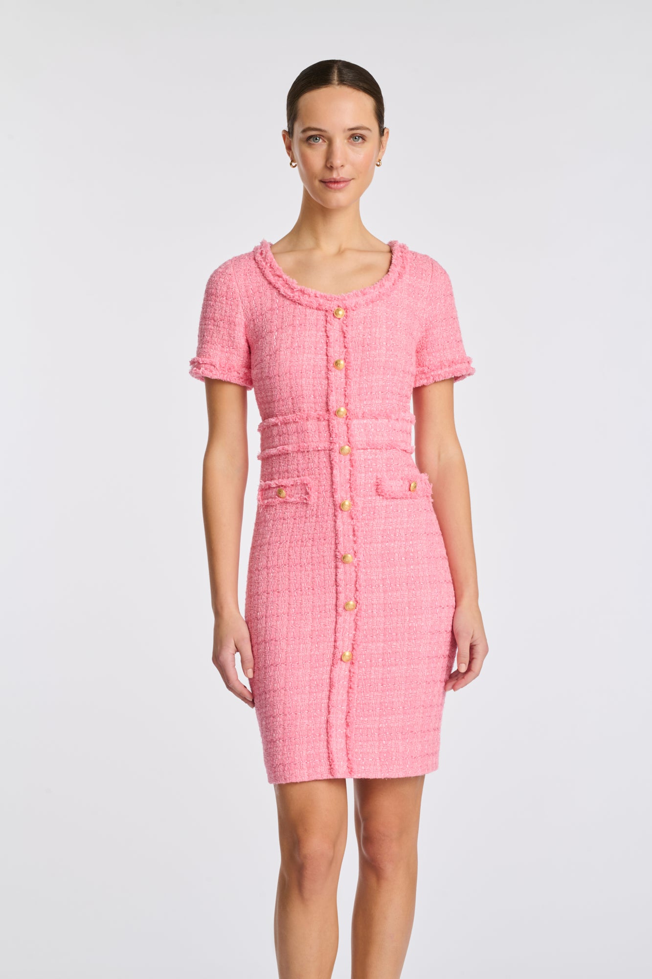 Robe en tweed frangée