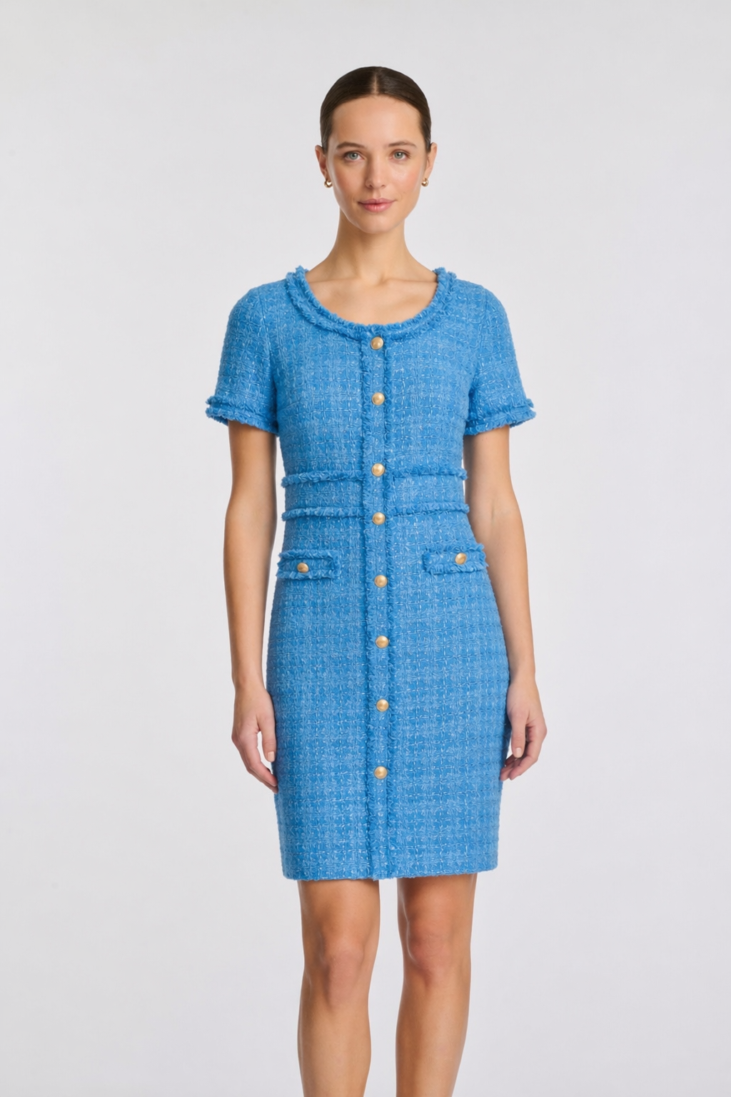 Fringed tweed dress