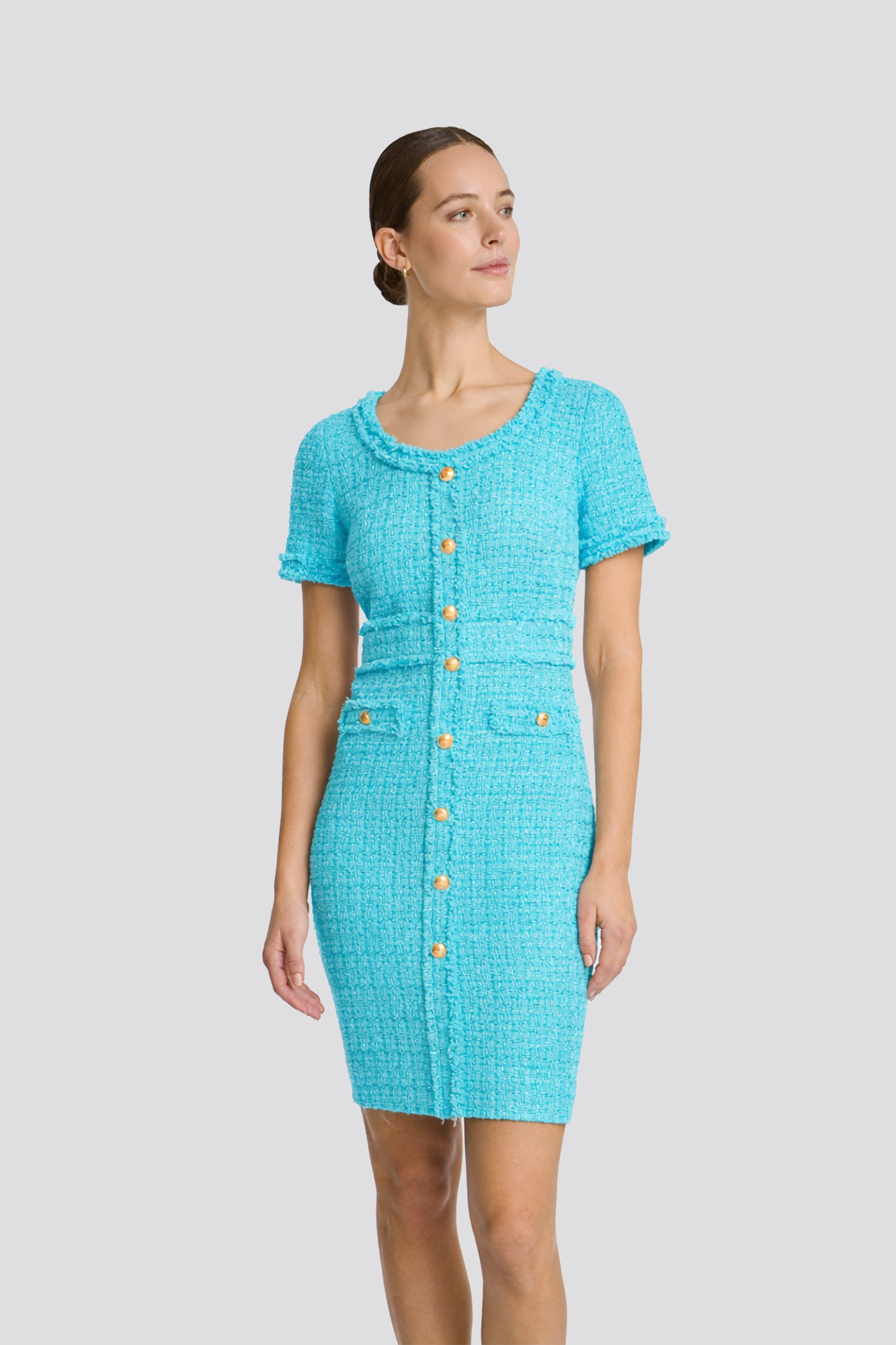 Fringed tweed dress