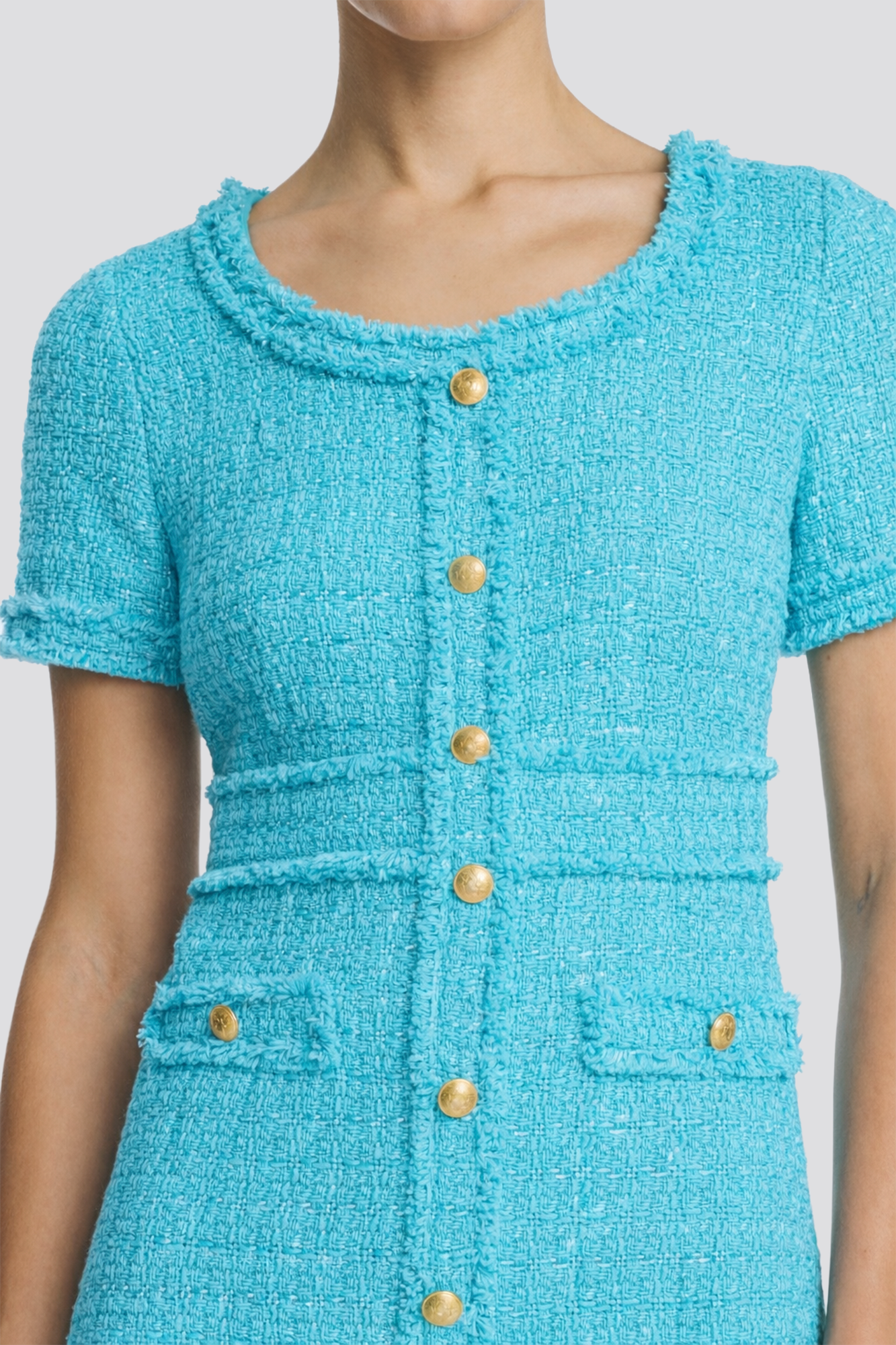 Fringed tweed dress