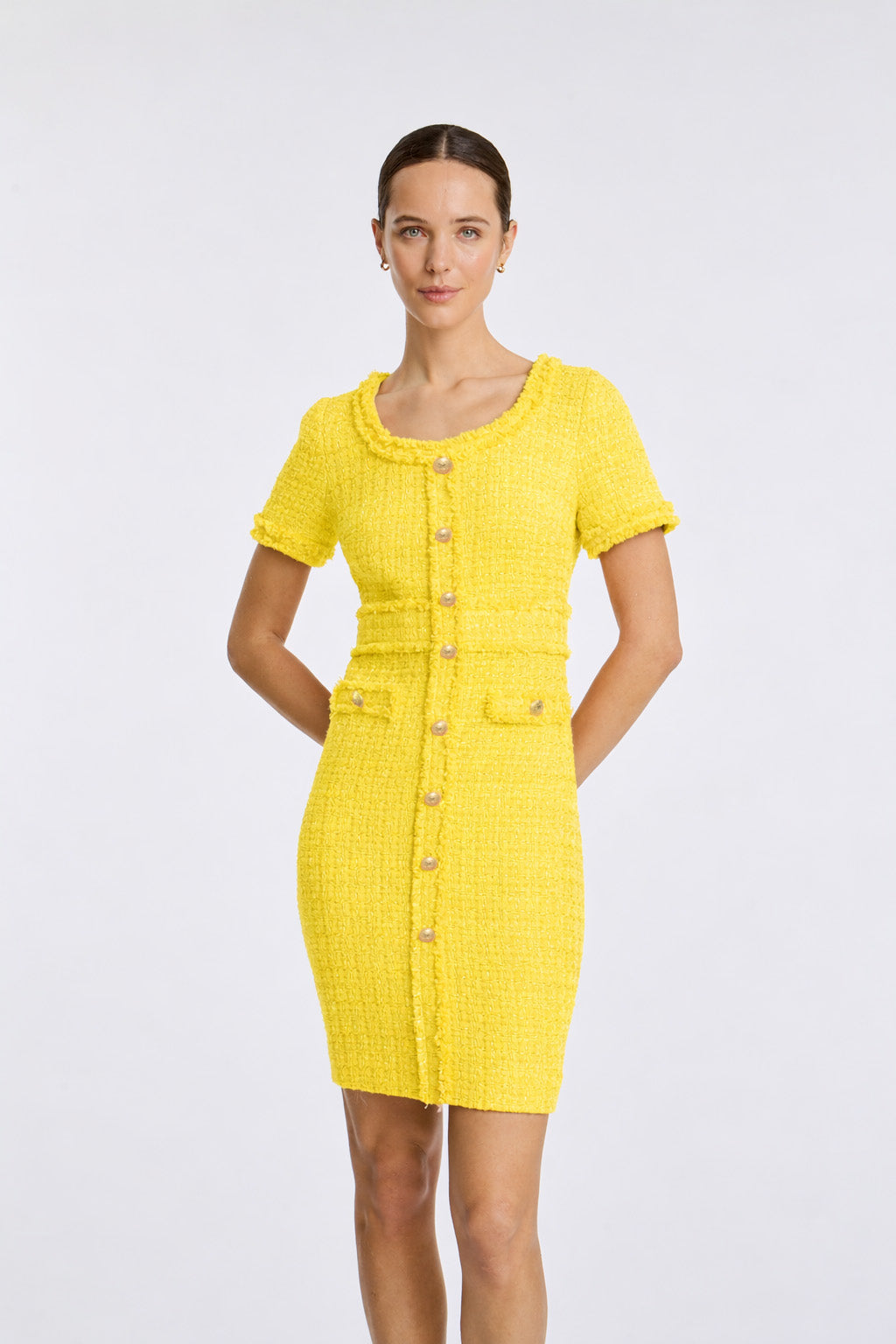 Robe en tweed frangée