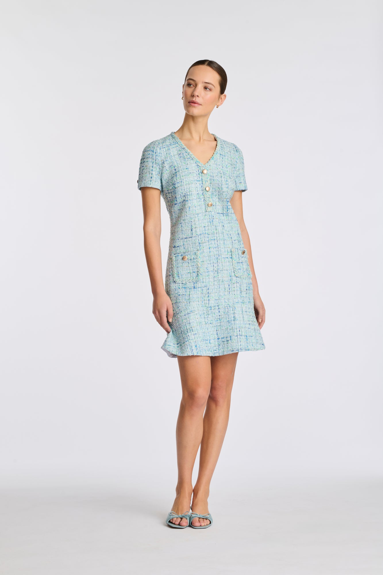 Robe en tweed volantée