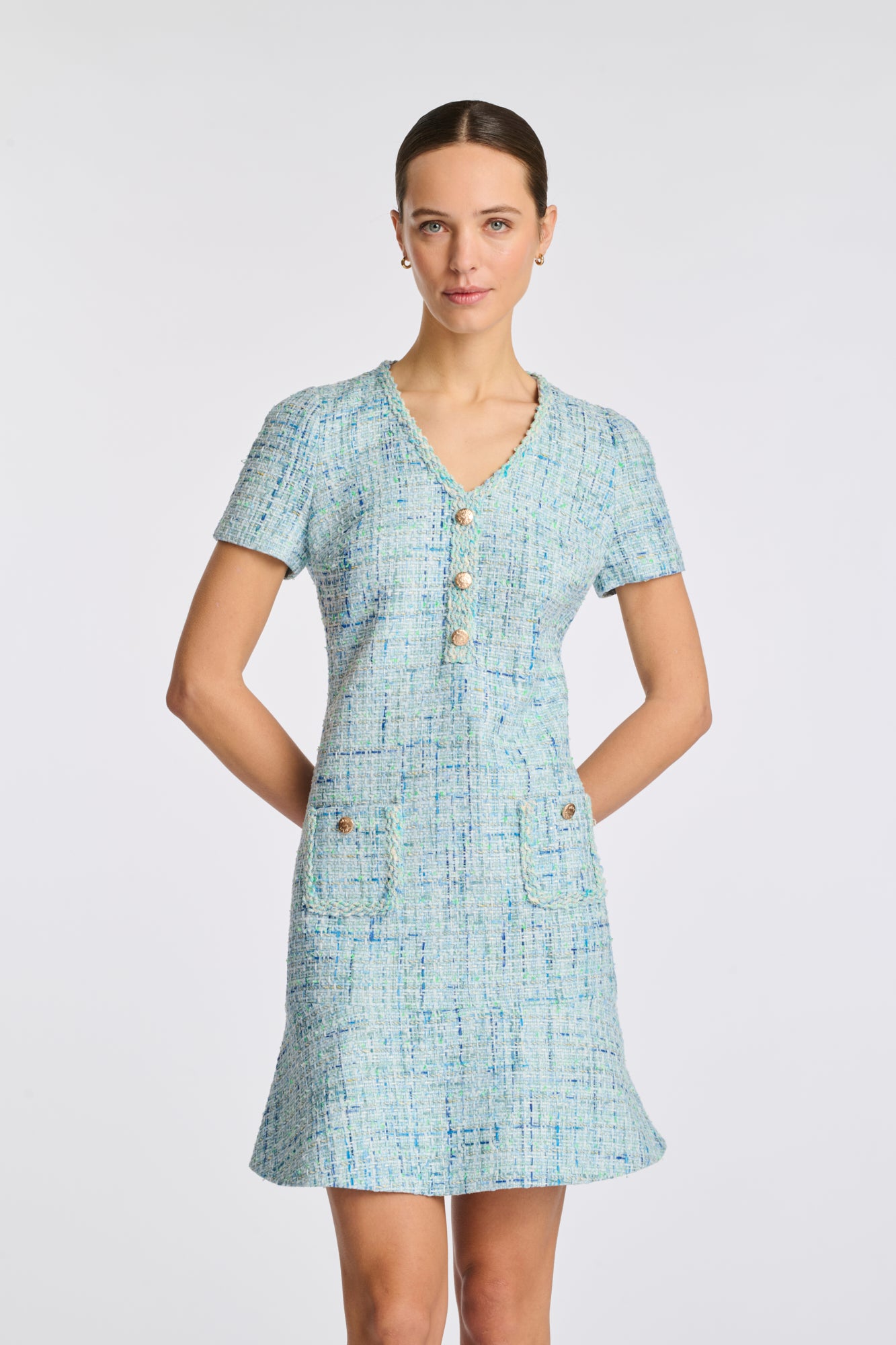 Robe en tweed volantée