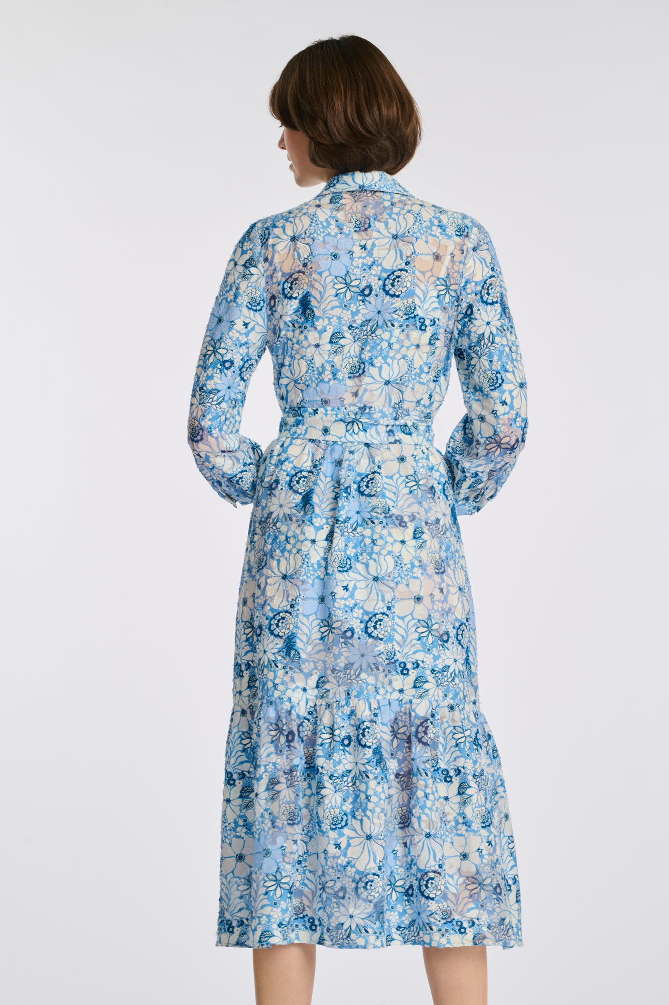 Robe chemise en soie et coton imprimée