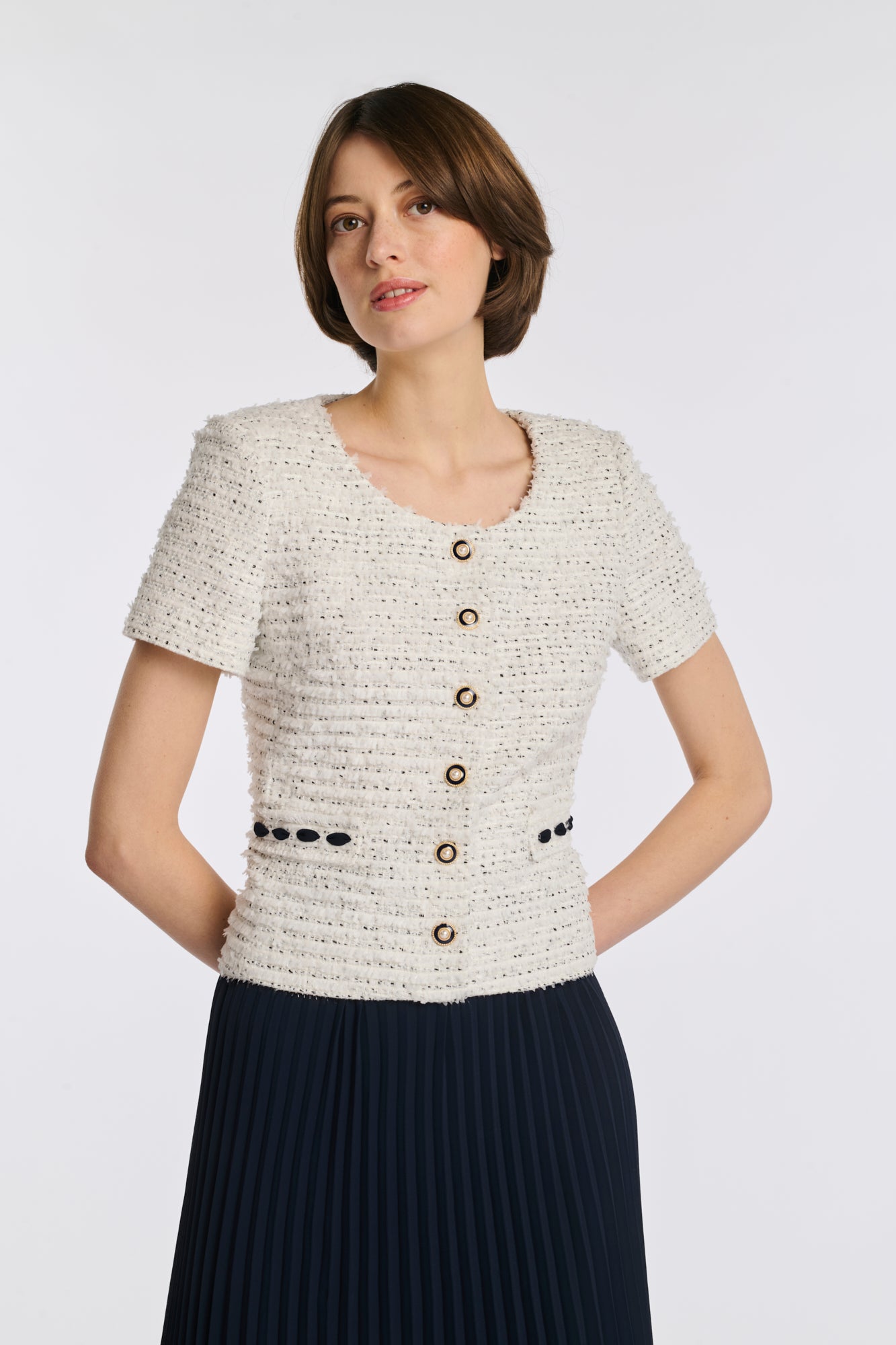 Robe longue bimatière plissée