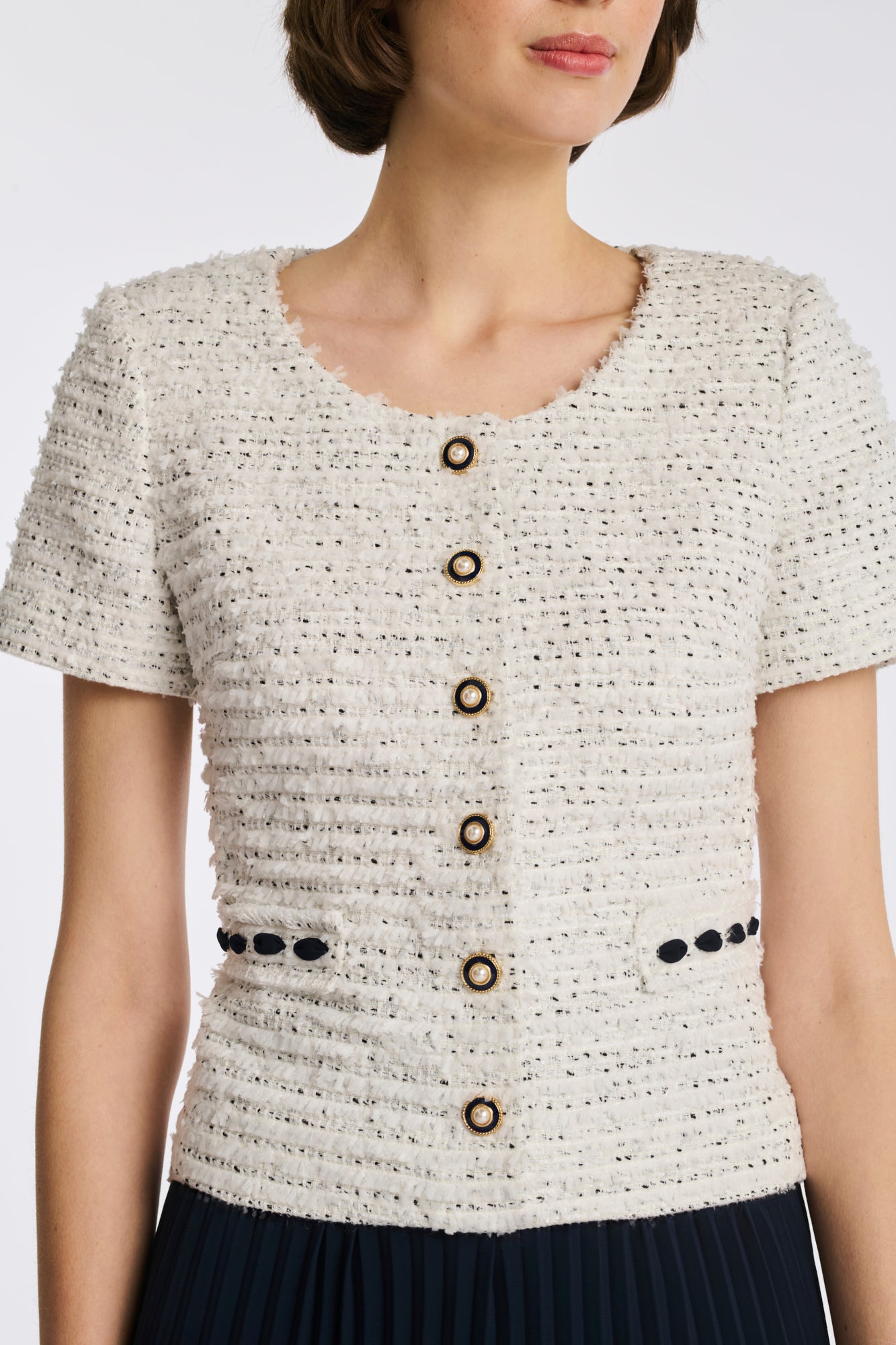 Robe longue bimatière plissée