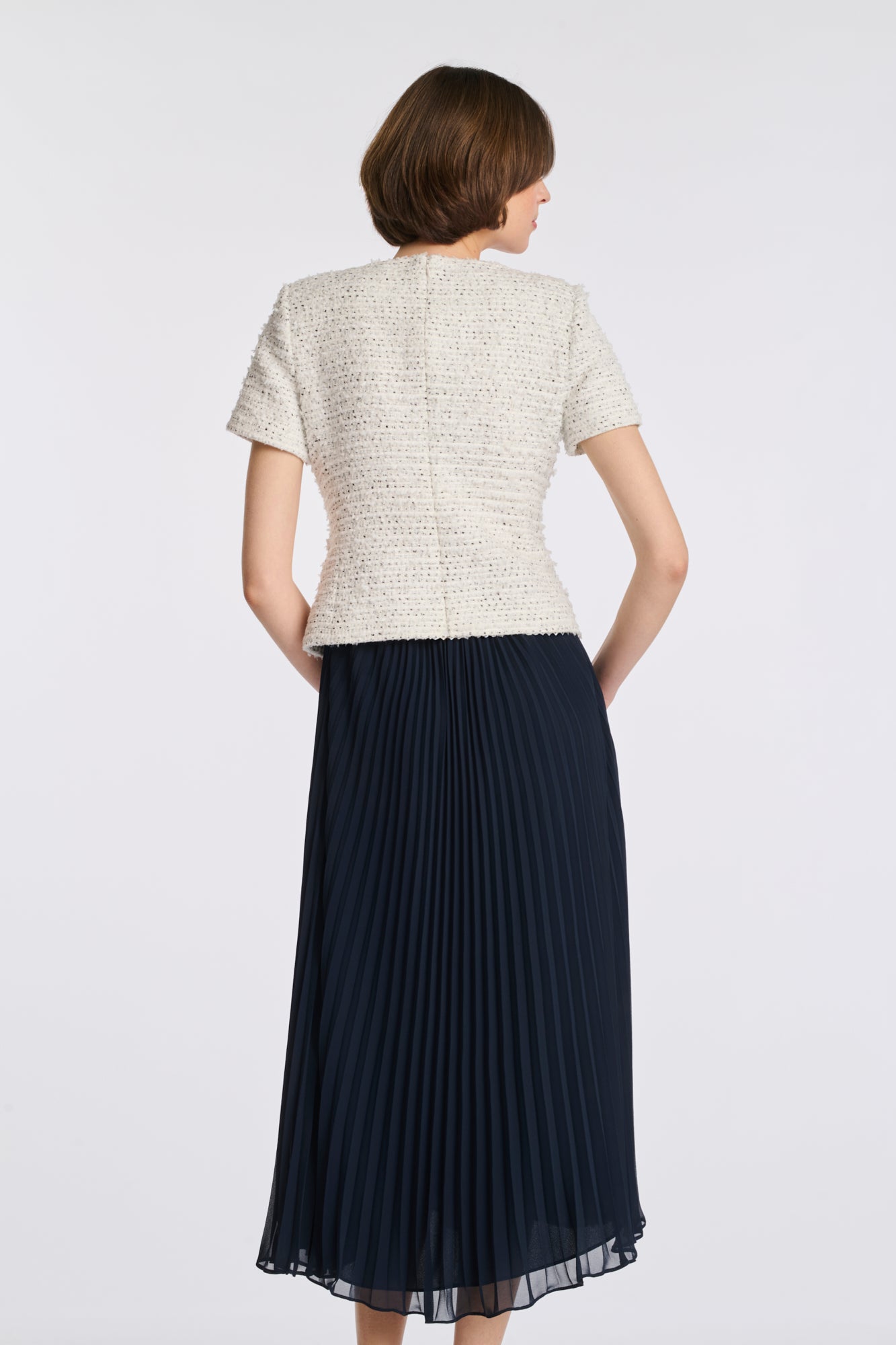 Robe longue bimatière plissée