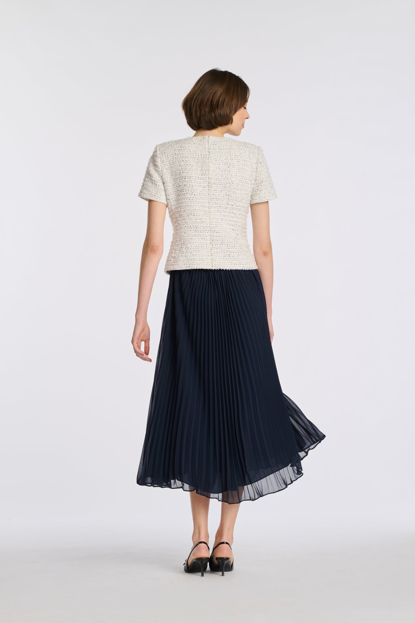 Robe longue bimatière plissée