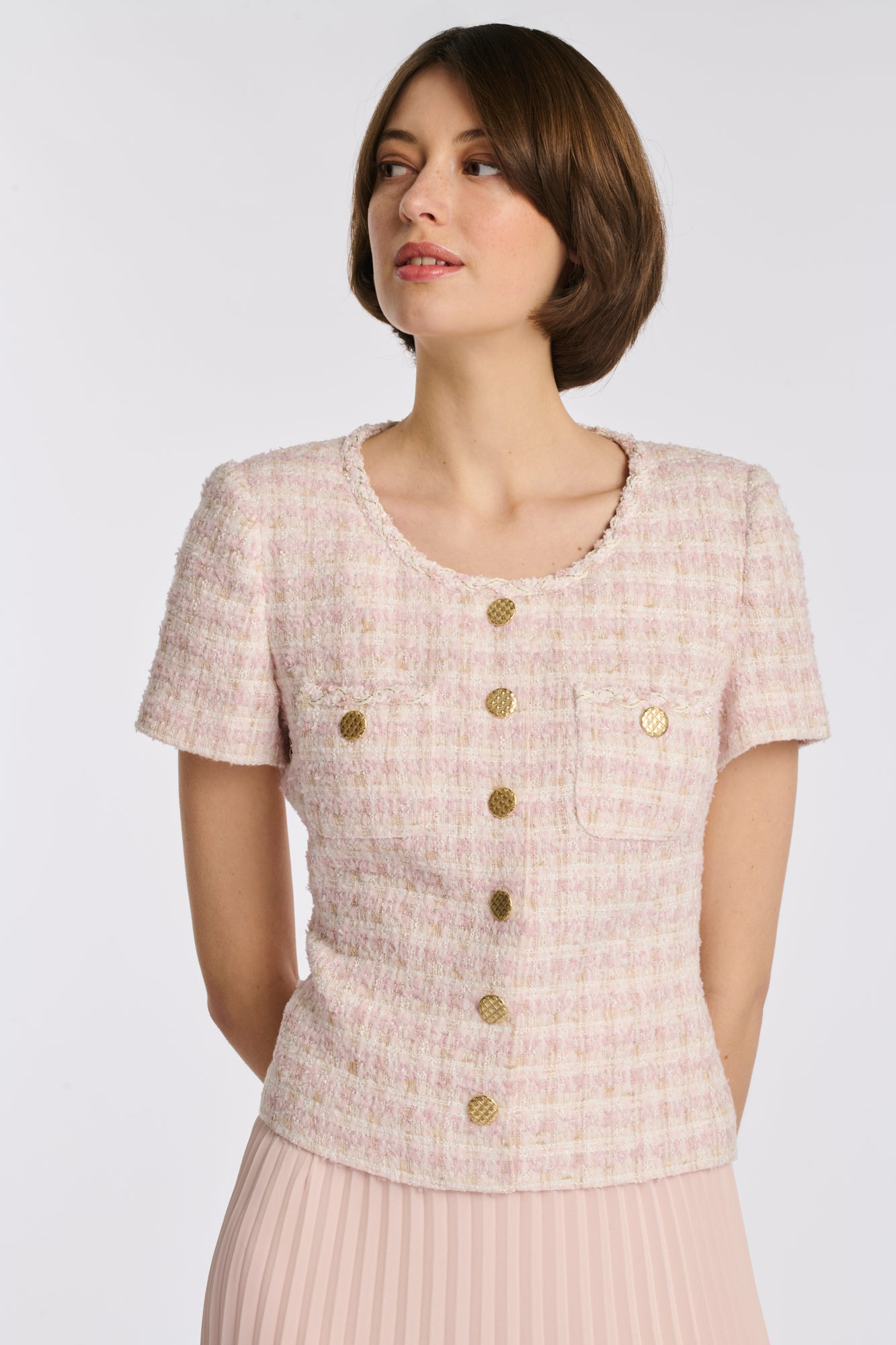 Robe longue bimatière plissée