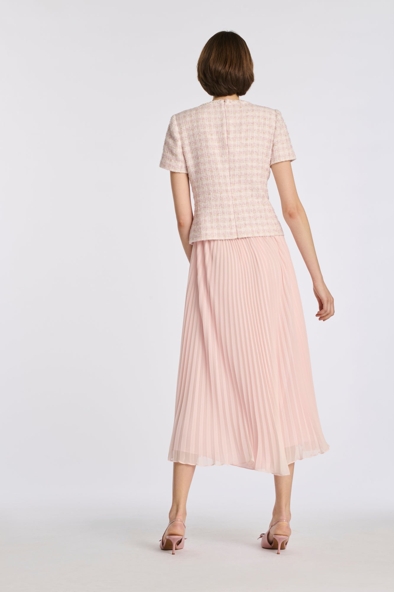 Robe longue bimatière plissée