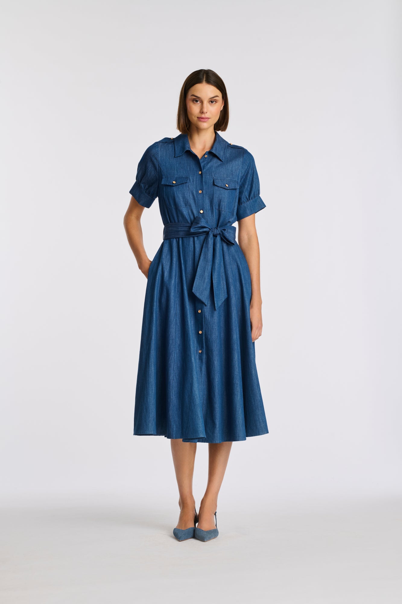 Robe chemise en denim fluide