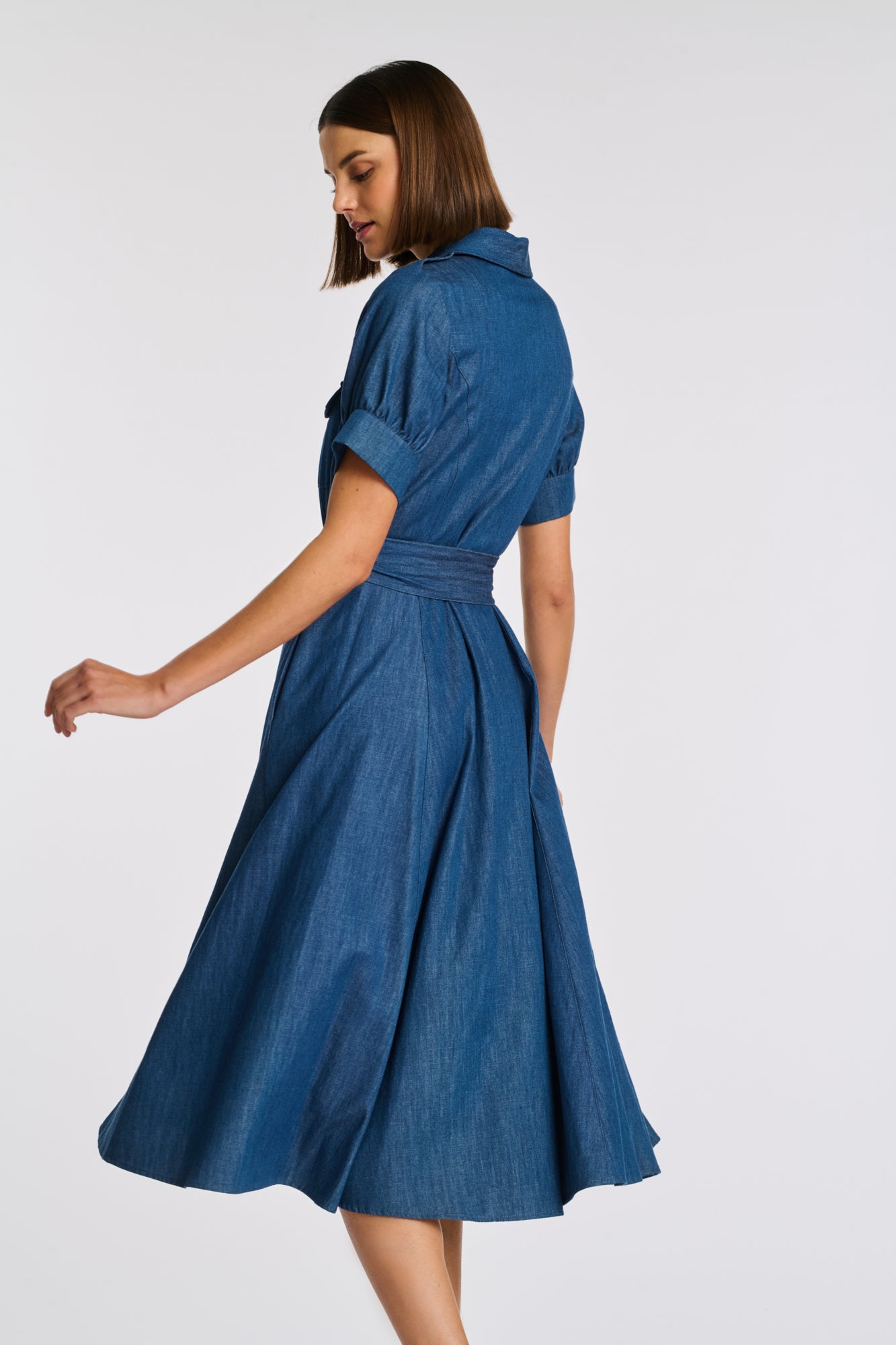 Robe chemise en denim fluide