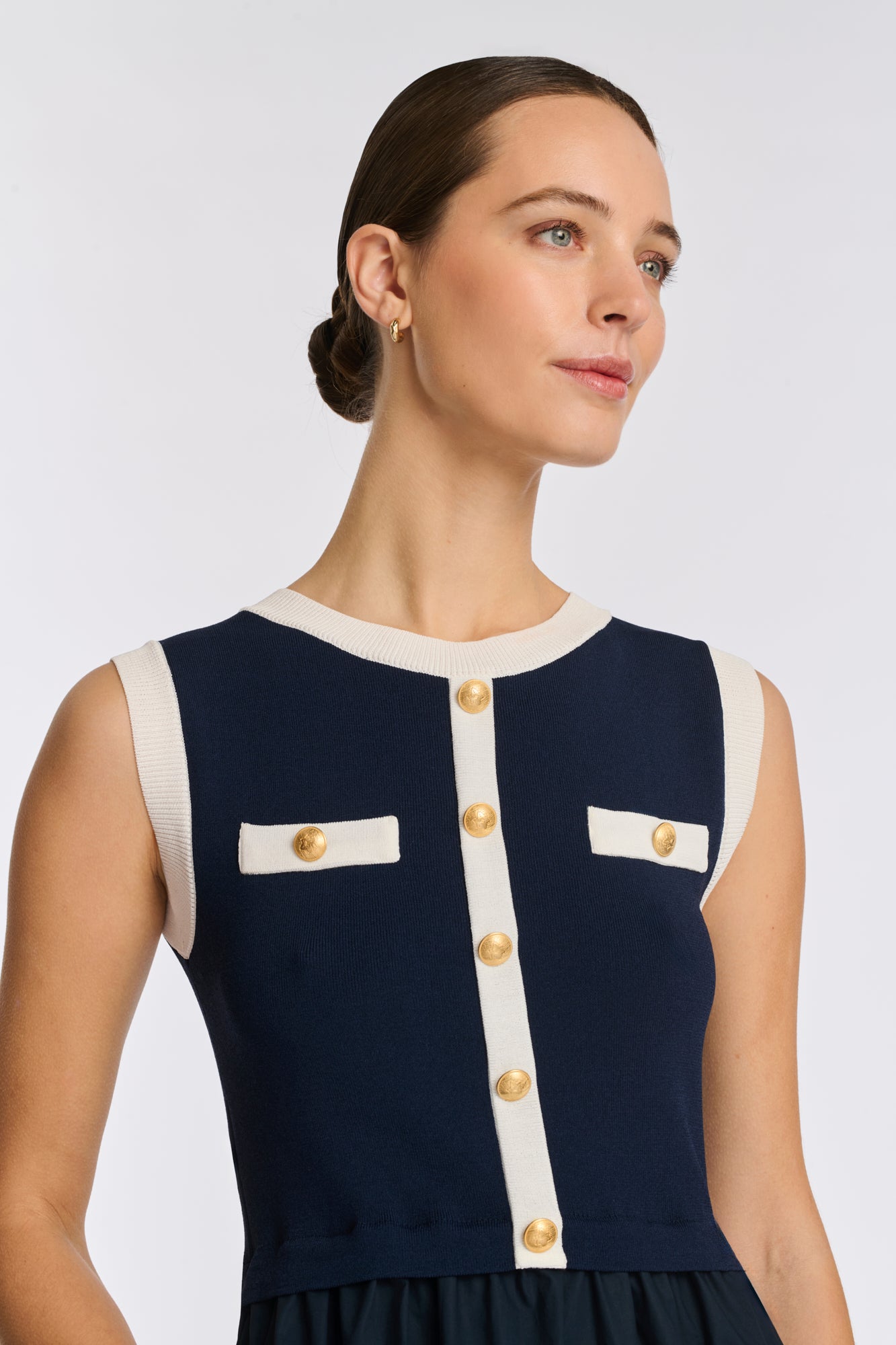 Dual-material knit dress