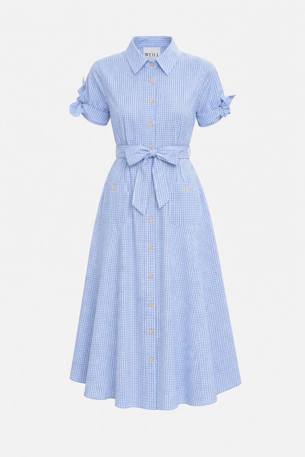Gingham cotton shirt dress