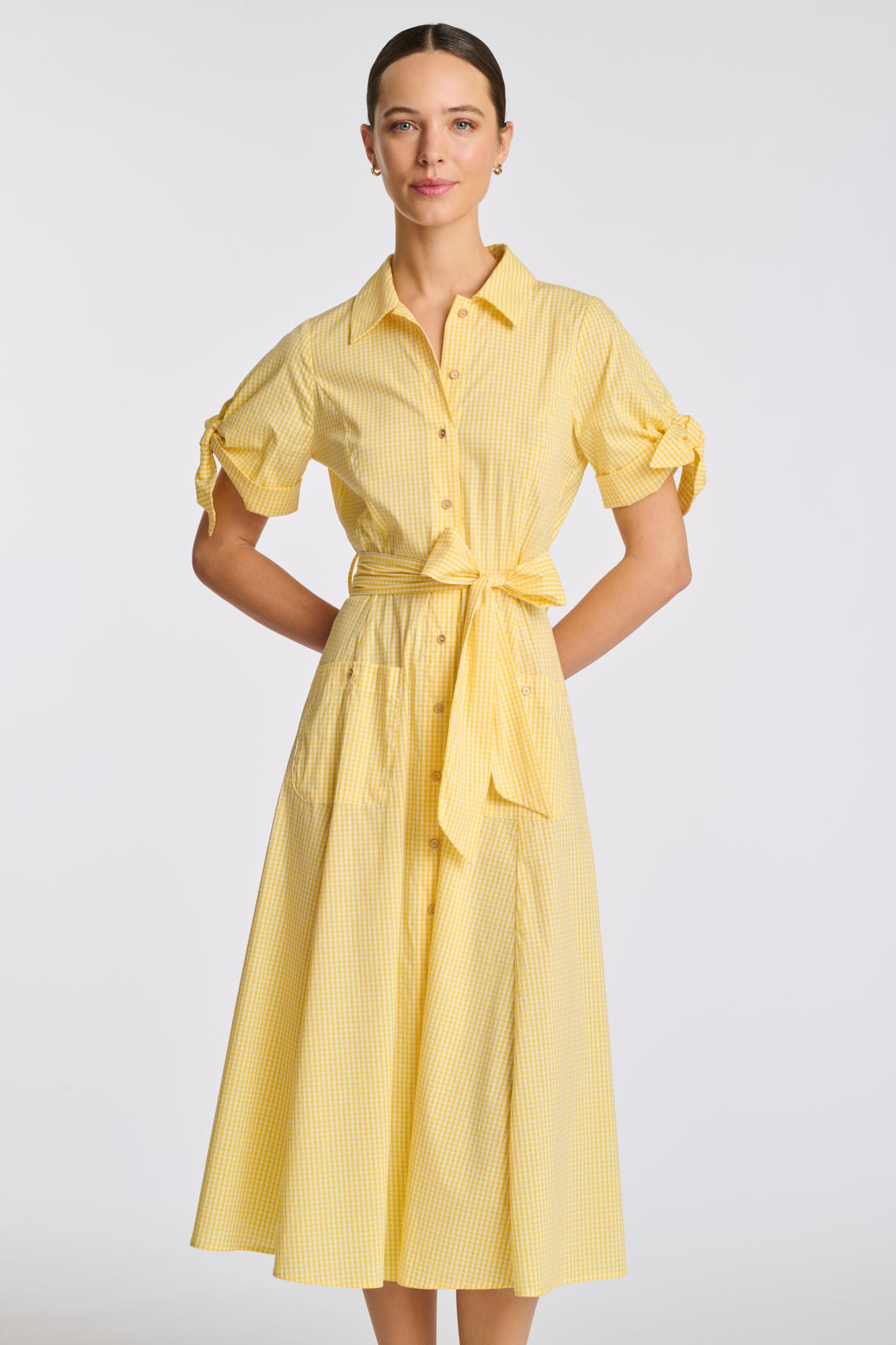 Gingham cotton shirt dress