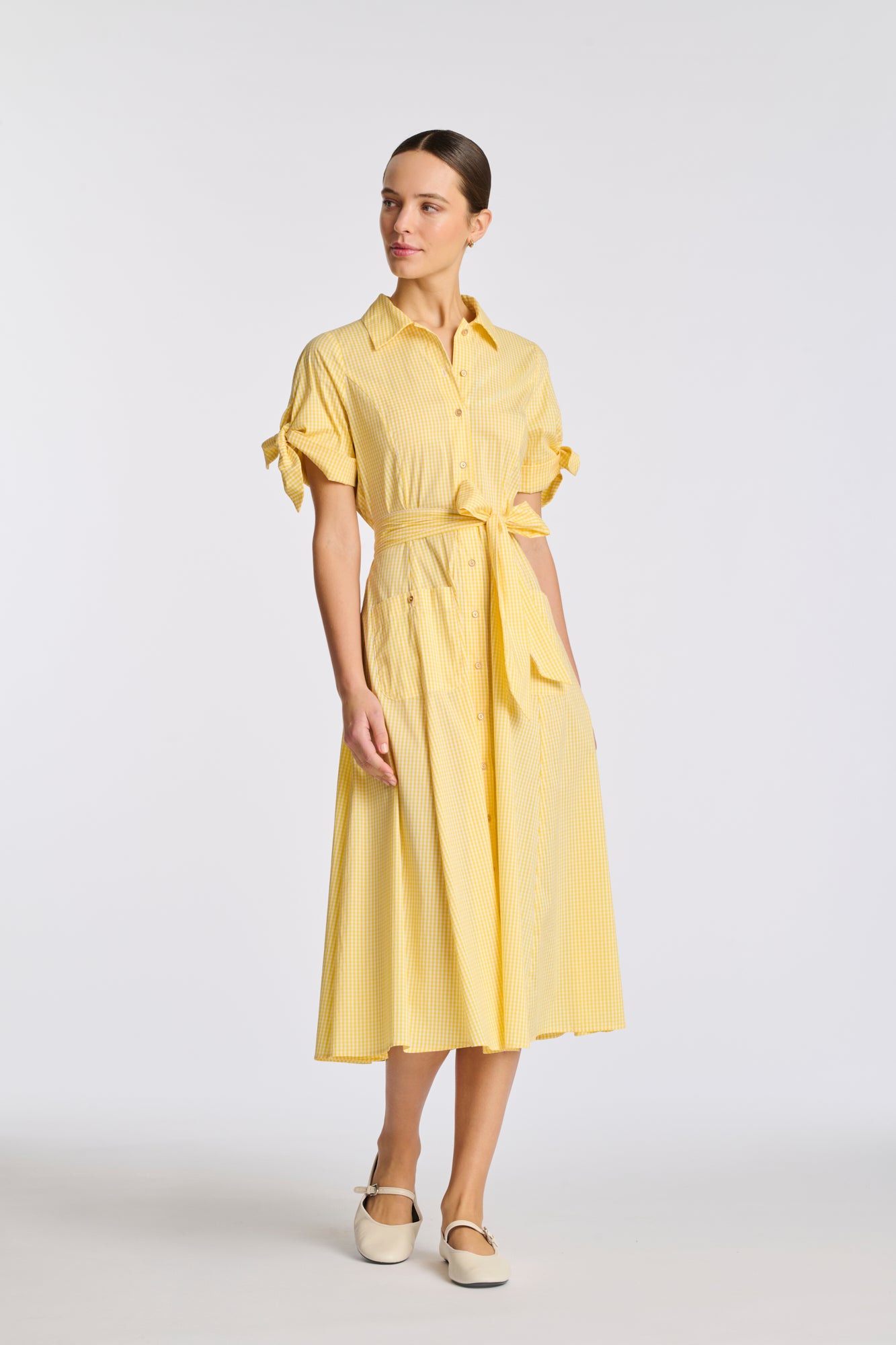 Gingham cotton shirt dress