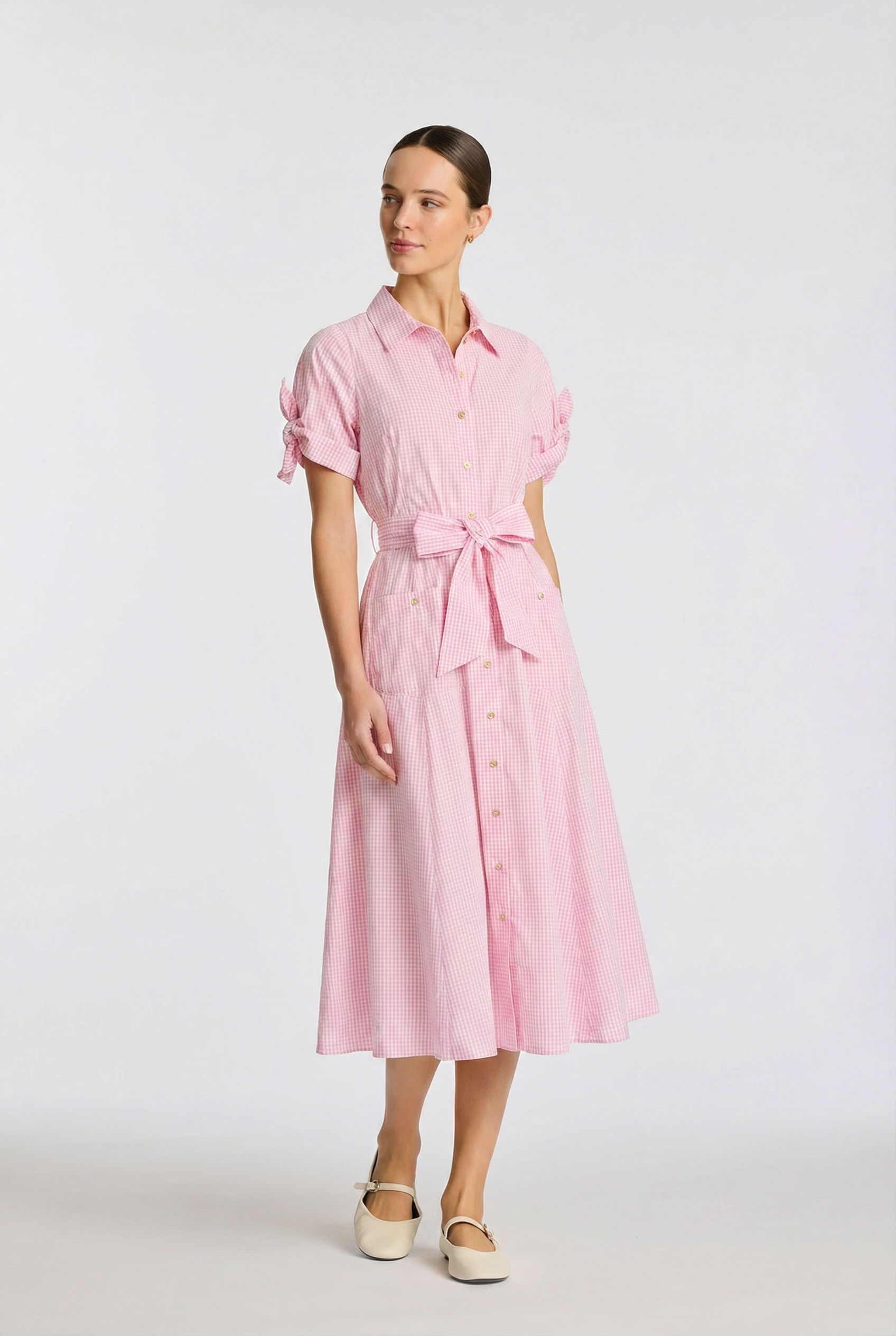 Gingham cotton shirt dress