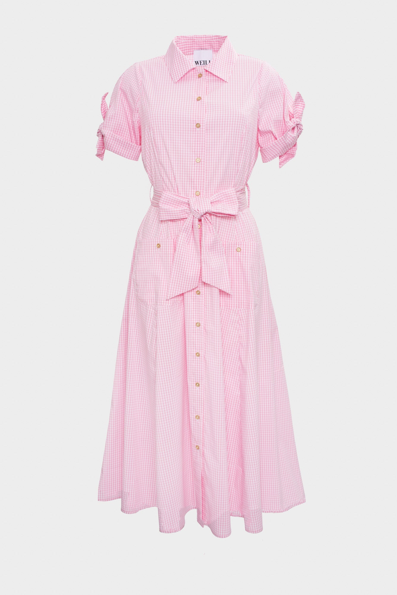 Gingham cotton shirt dress