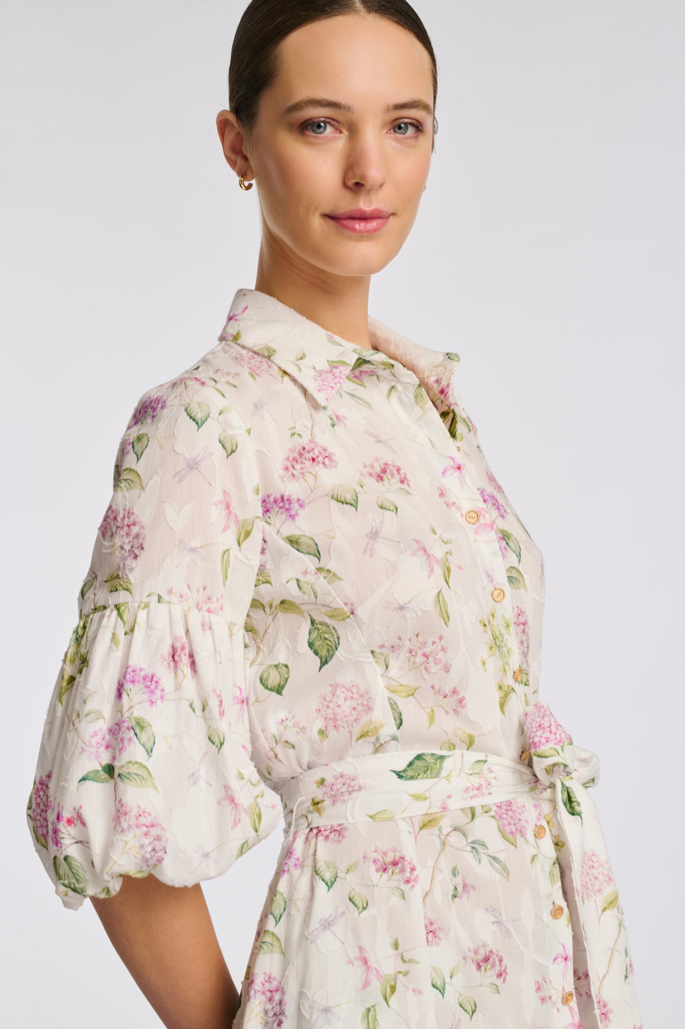 Robe chemise en coton imprimée