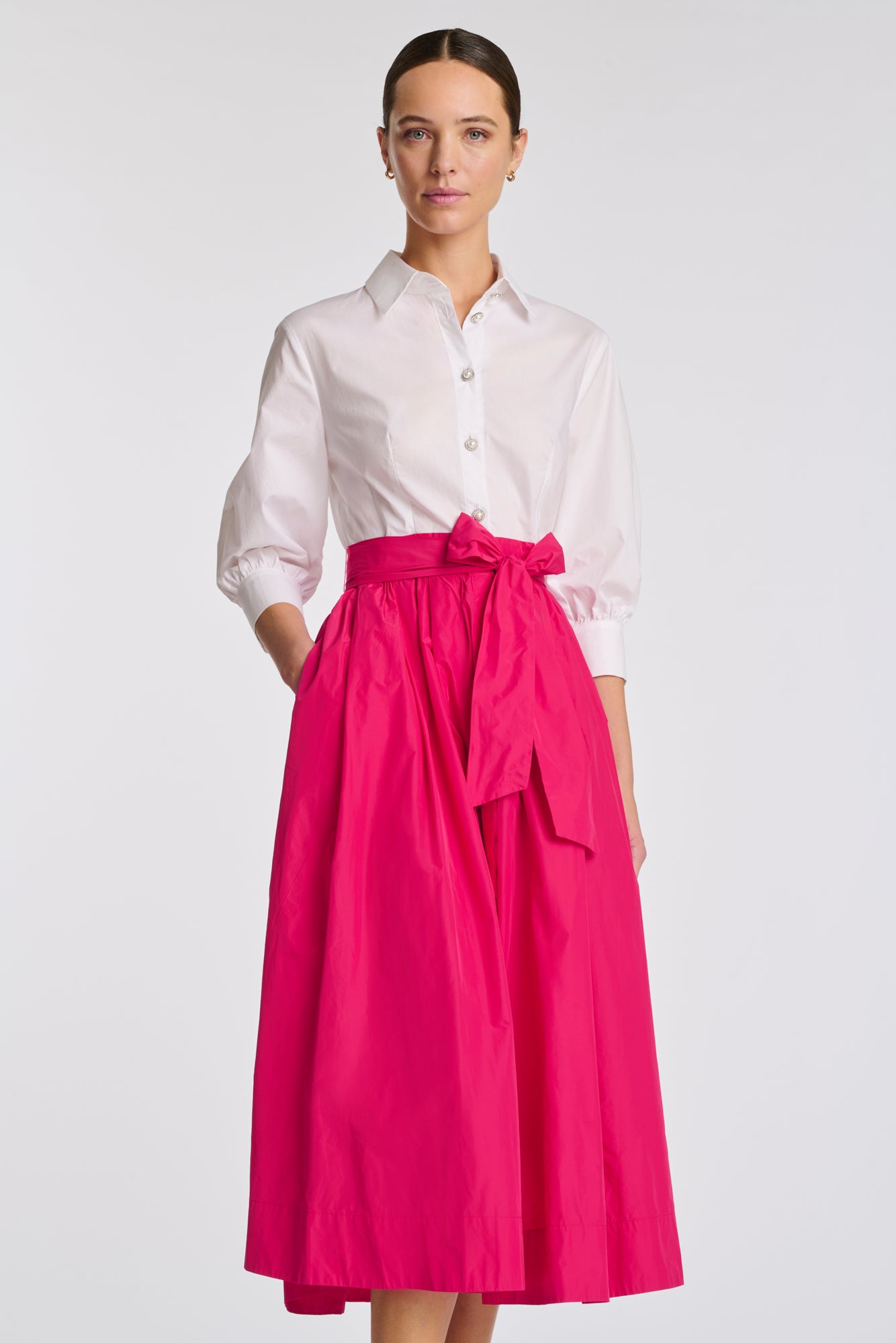 Robe chemise bimatière