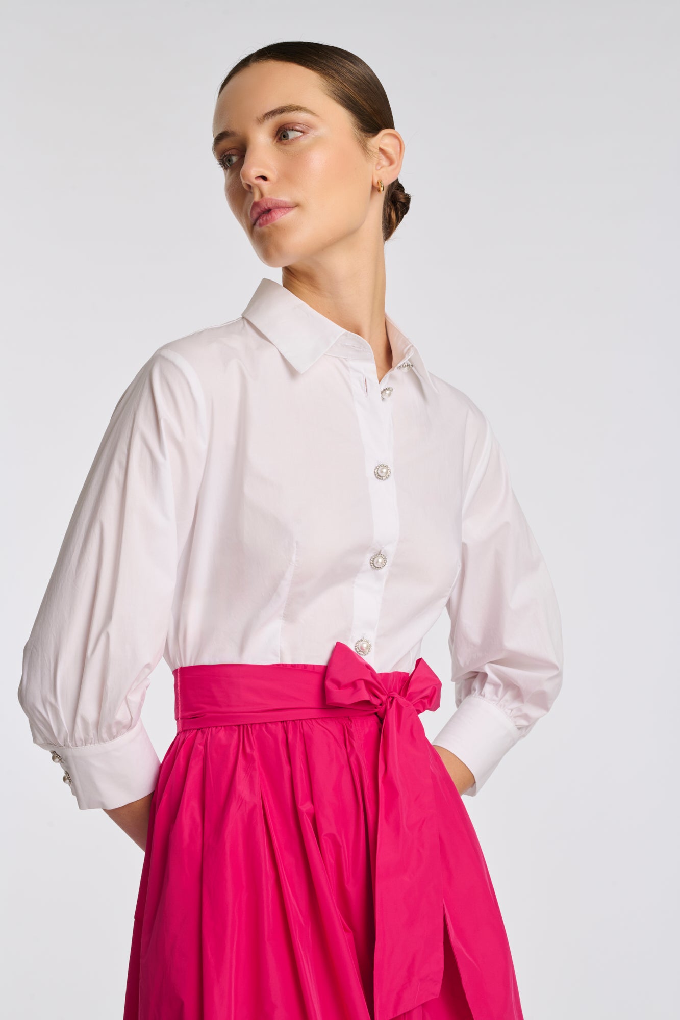 Robe chemise bimatière