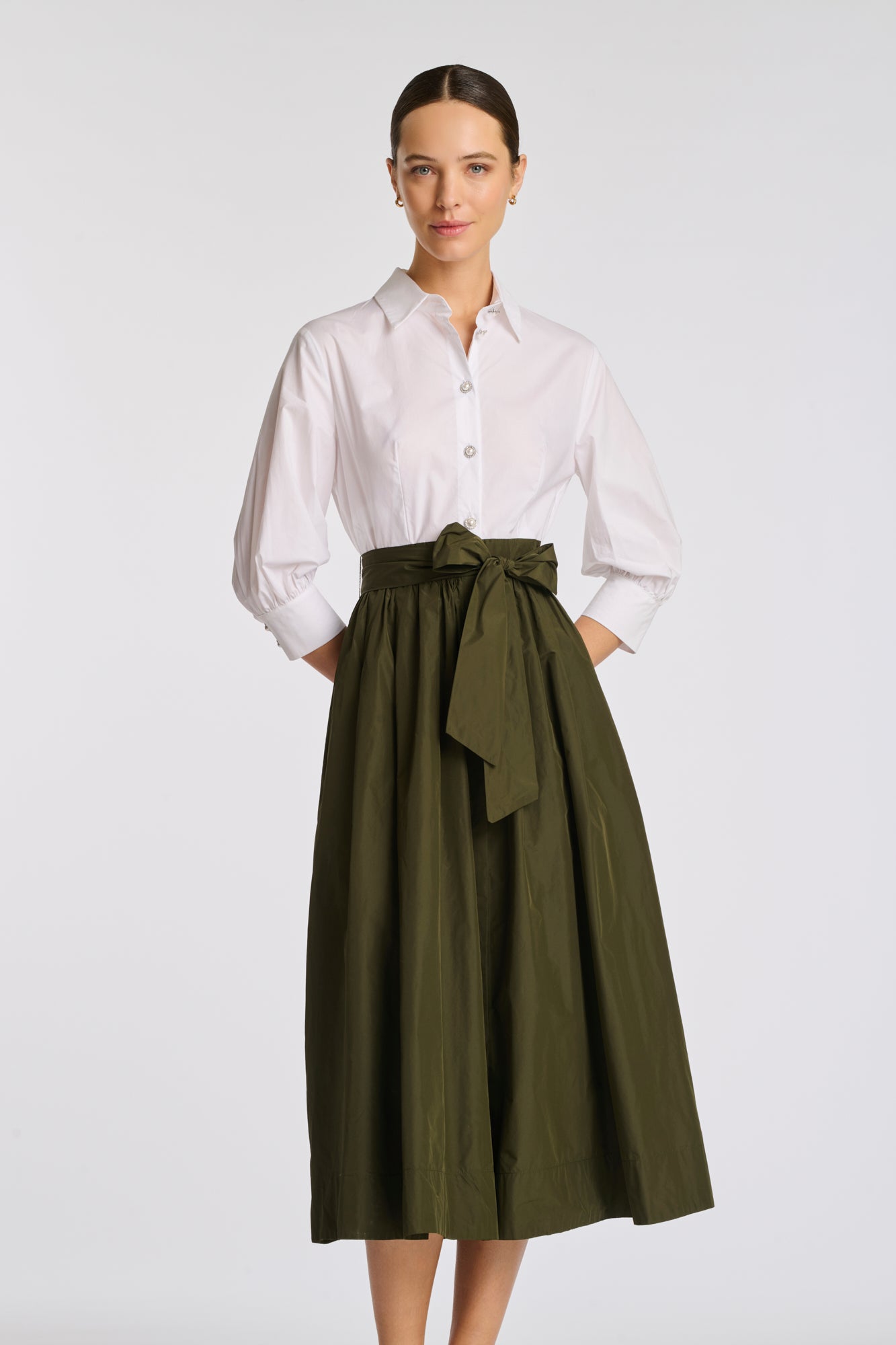 Robe chemise bimatière