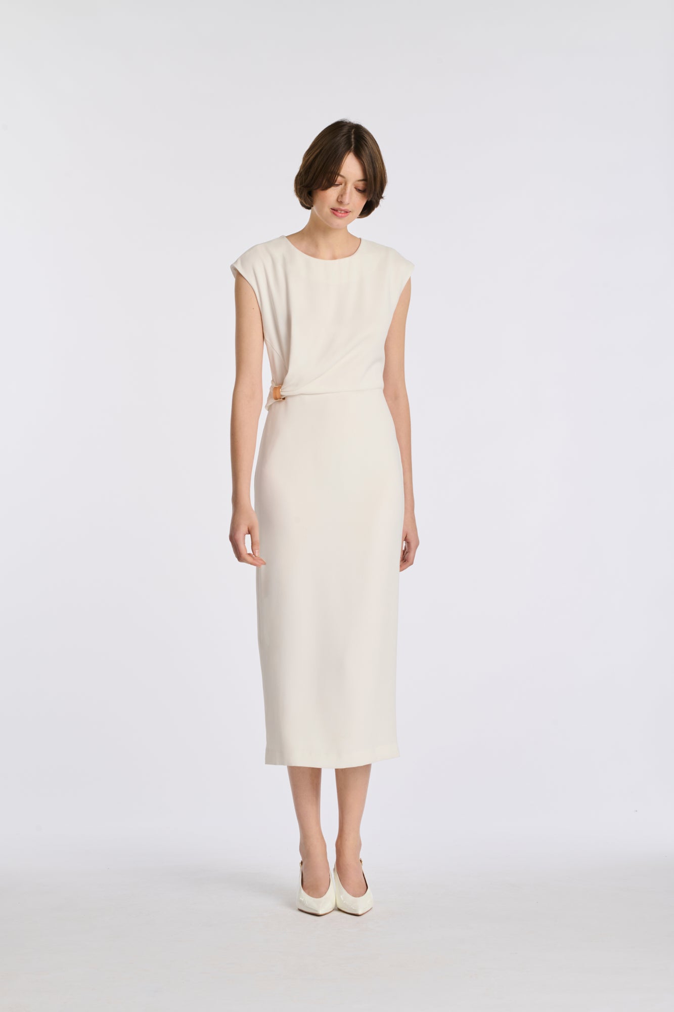 Robe longue en crêpe envers satin