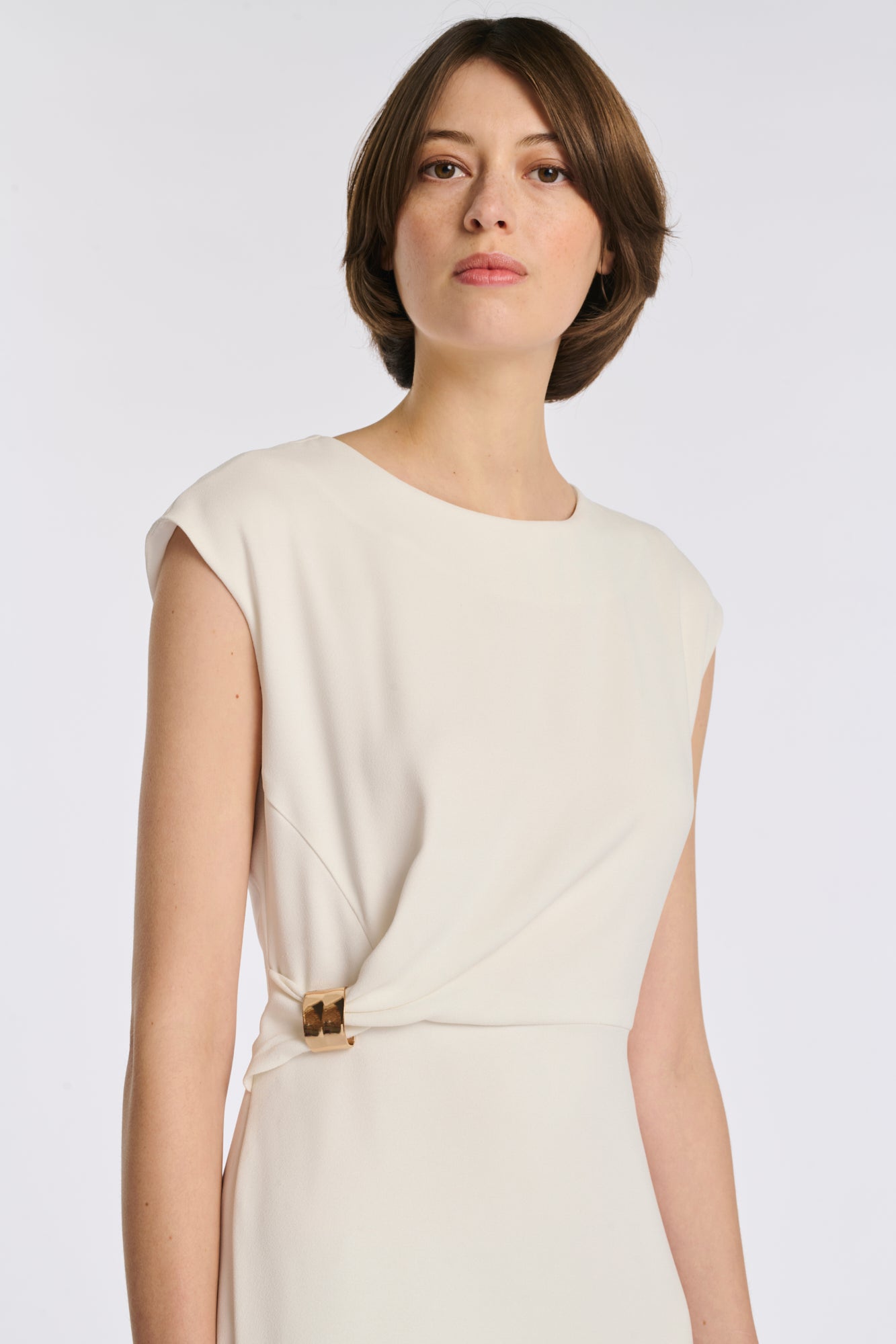 Robe longue en crêpe envers satin