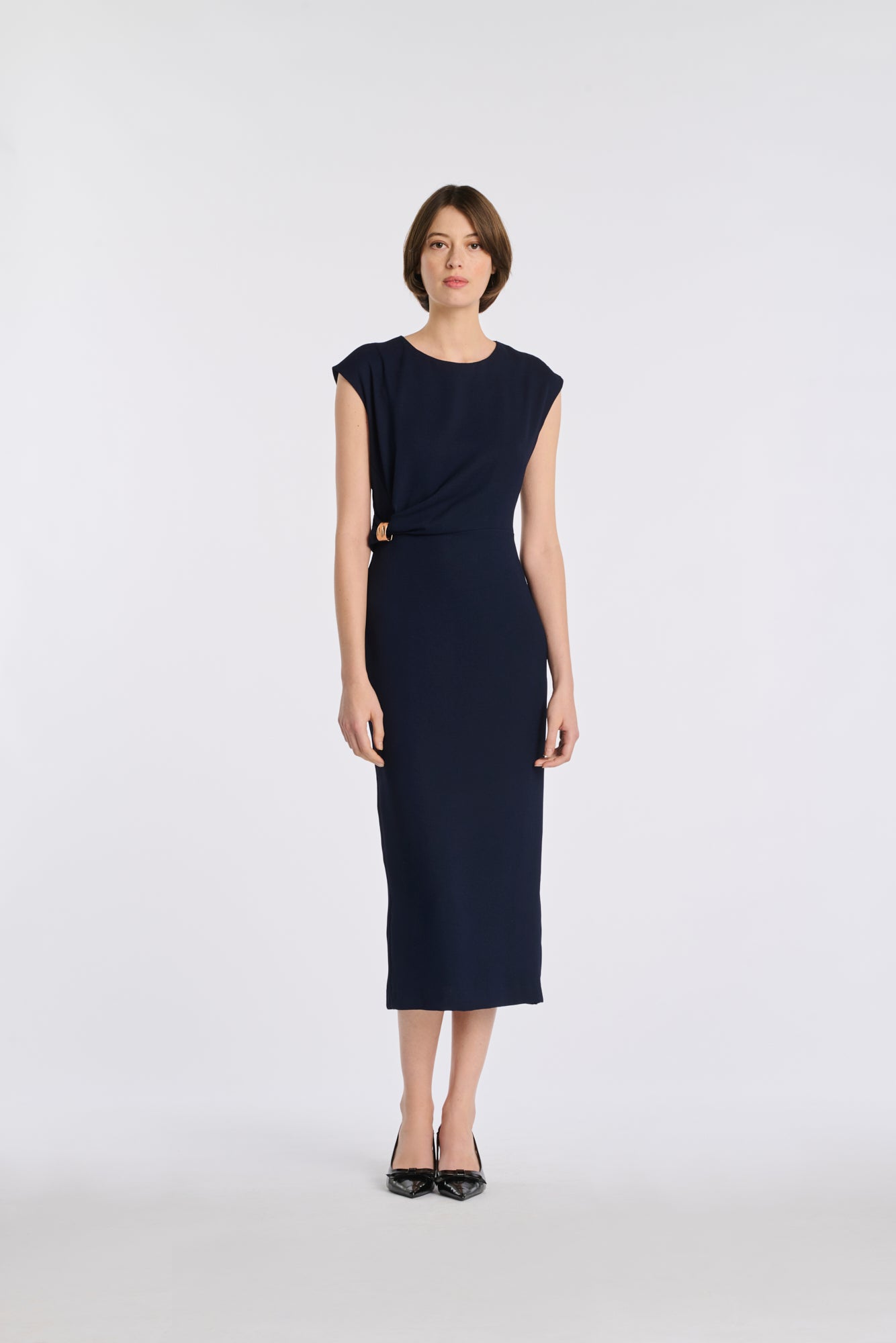 Satin-back crepe maxi dress