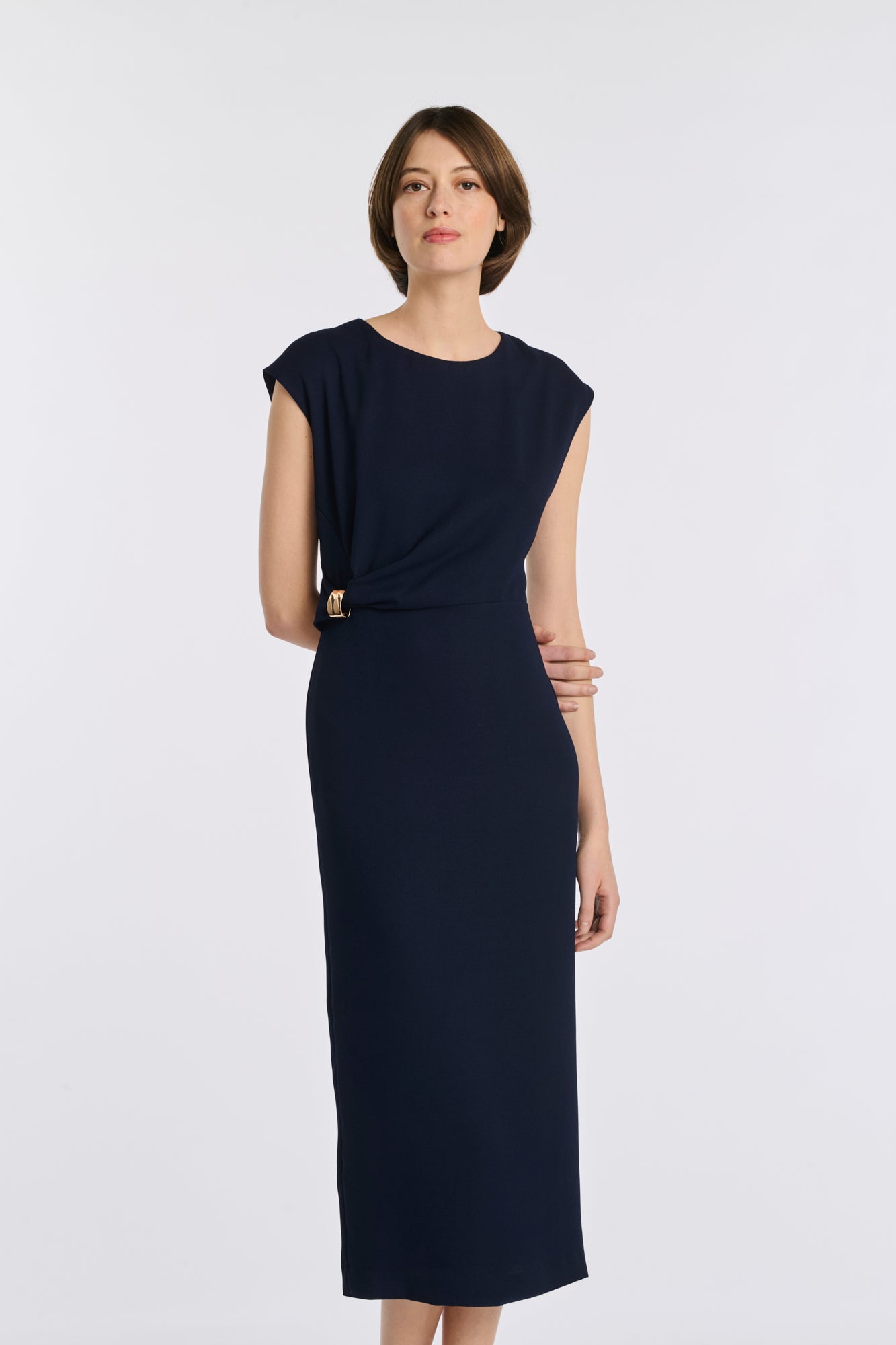 Satin-back crepe maxi dress